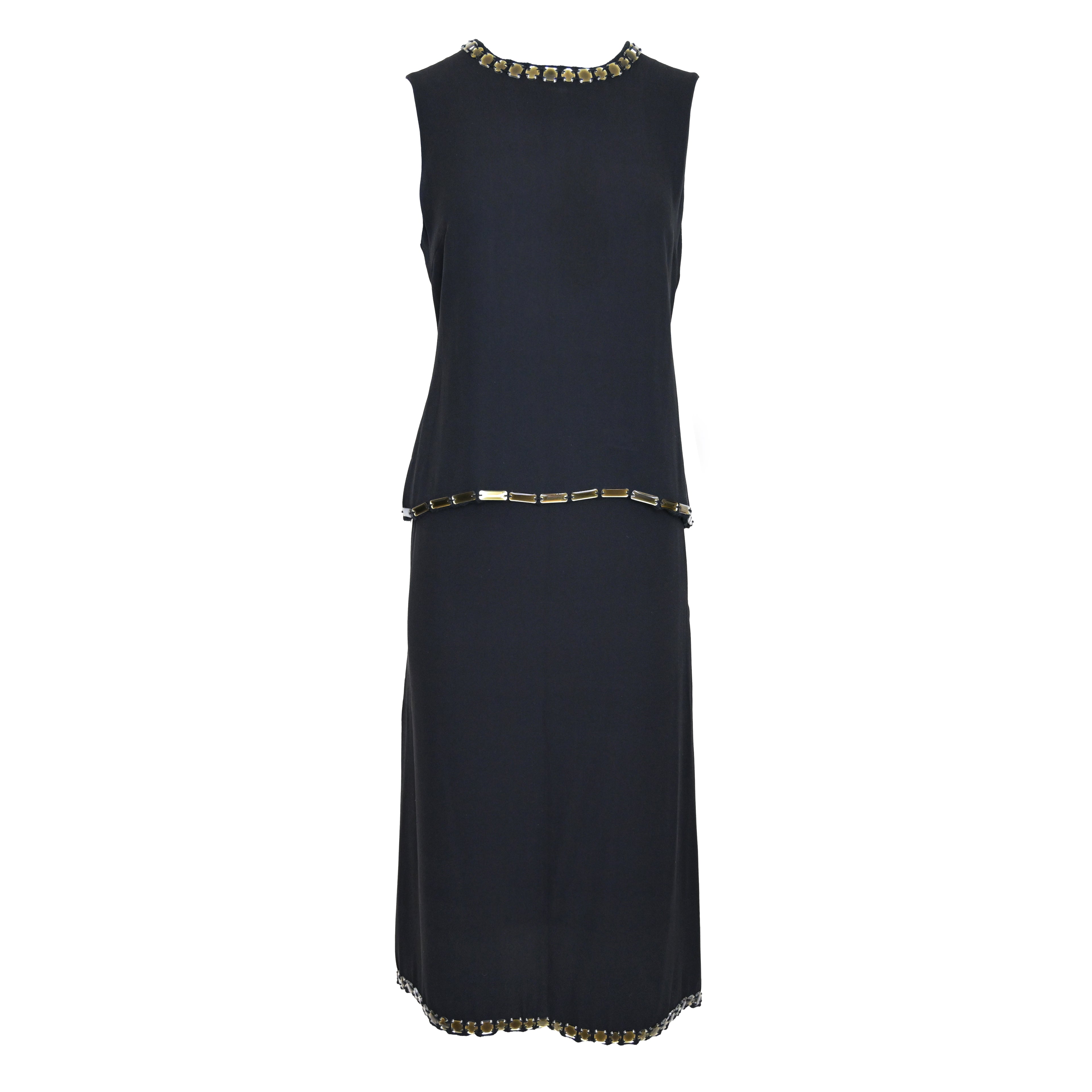 Prada FW 1999 Gem Embellished Silk Skirt Set