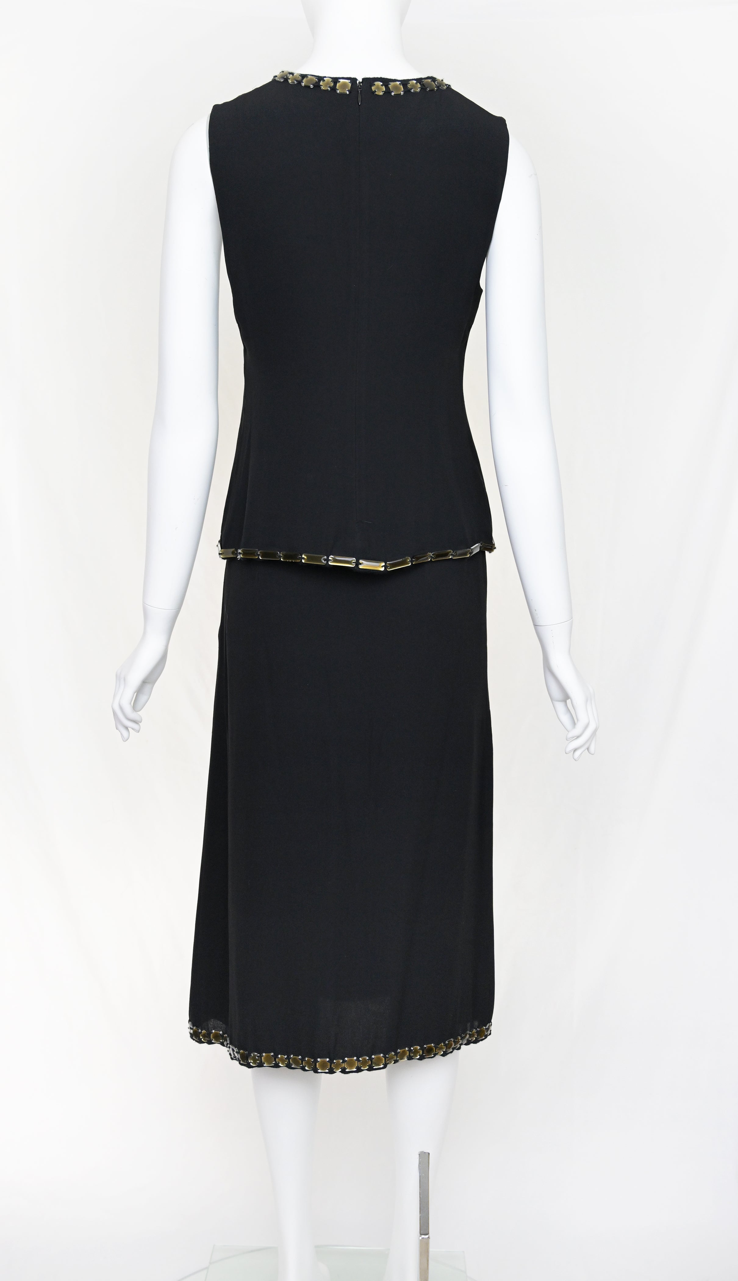 Prada FW 1999 Gem Embellished Silk Skirt Set