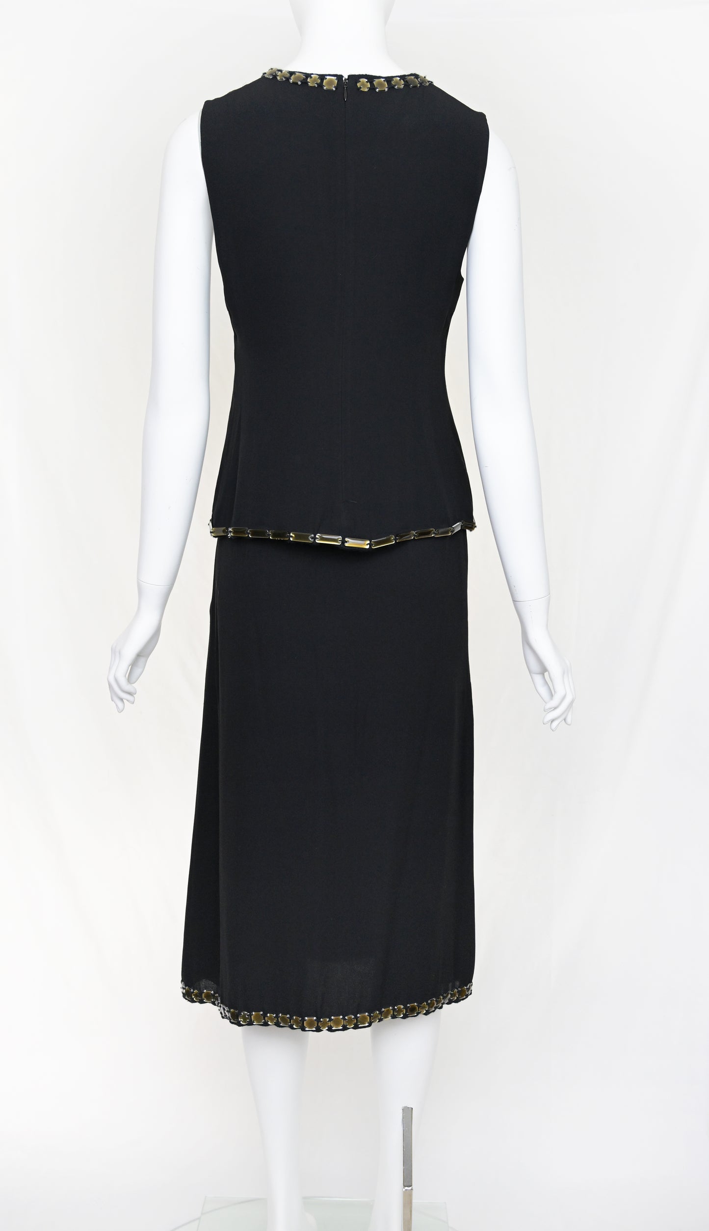 Prada FW 1999 Gem Embellished Silk Skirt Set