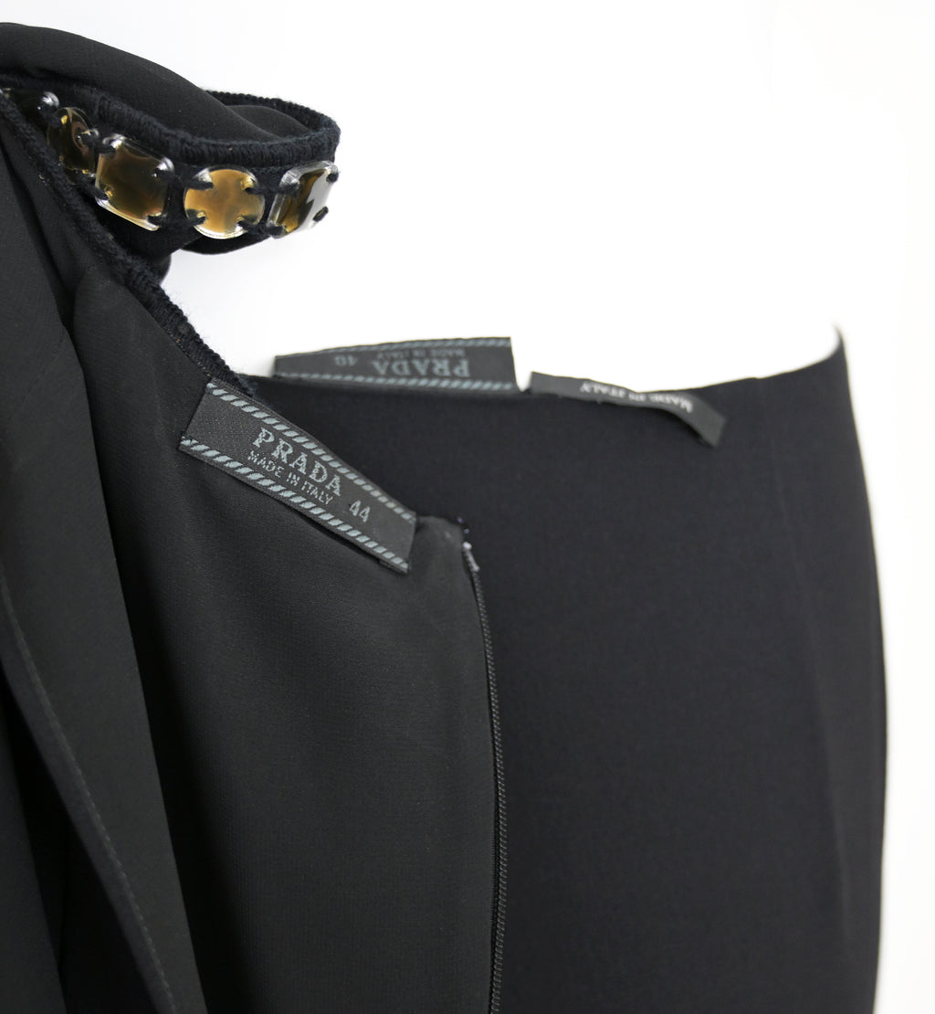 Prada FW 1999 Gem Embellished Silk Skirt Set