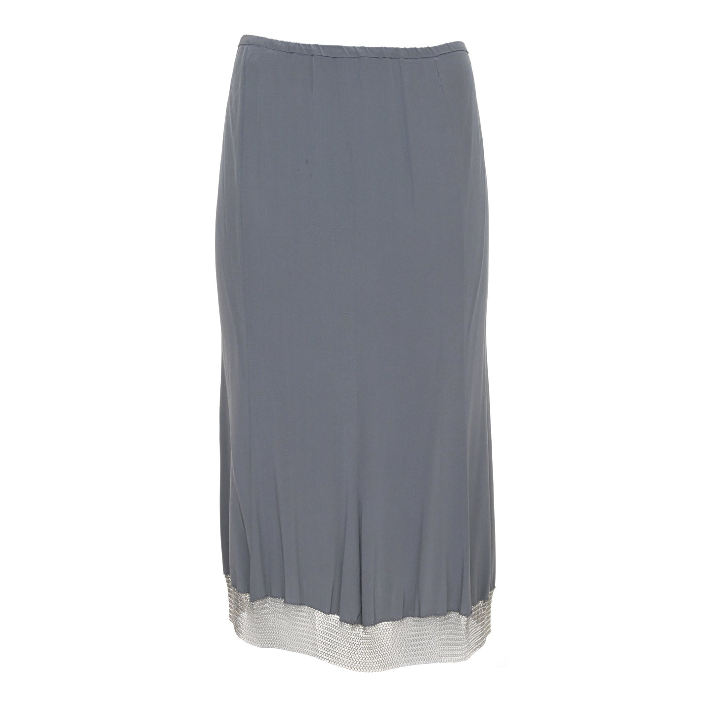 Prada 2002 Chainmail Trim Silk Skirt