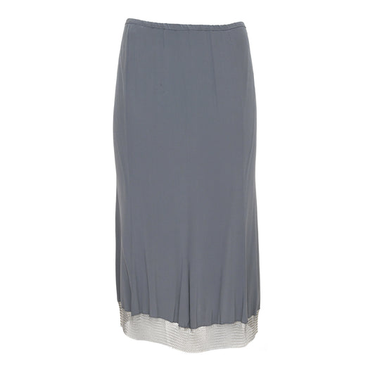 Prada 2002 Chainmail Trim Silk Skirt