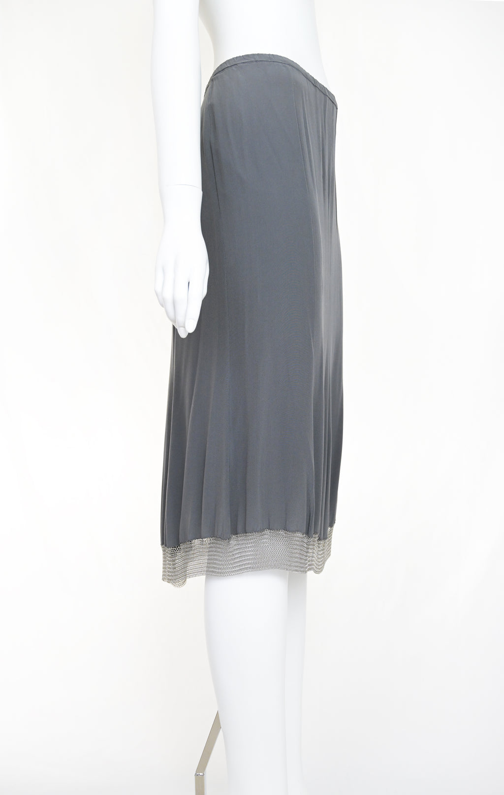 Prada 2002 Chainmail Trim Silk Skirt