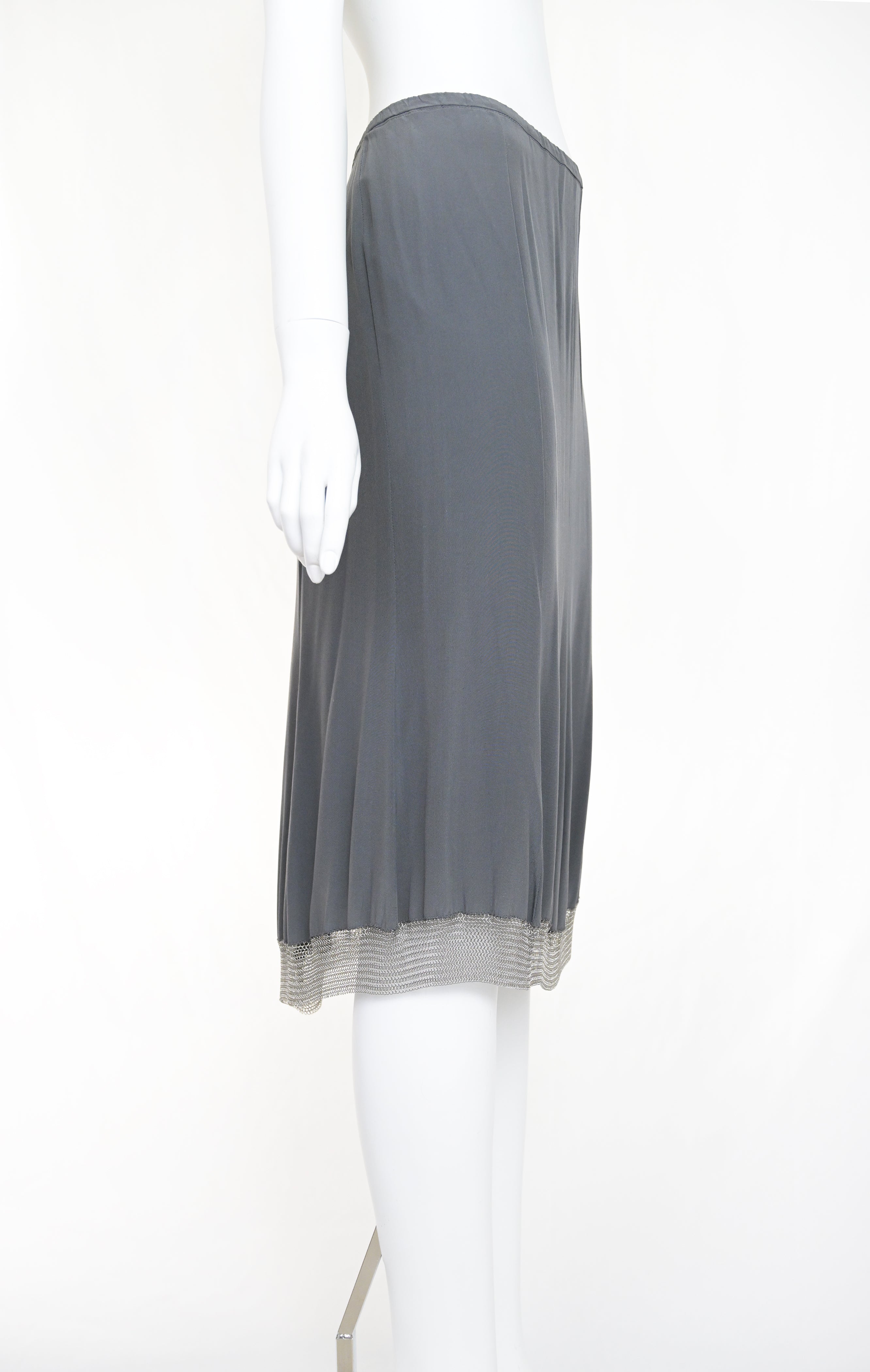Prada 2002 Chainmail Trim Silk Skirt