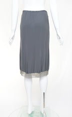 Prada 2002 Chainmail Trim Silk Skirt