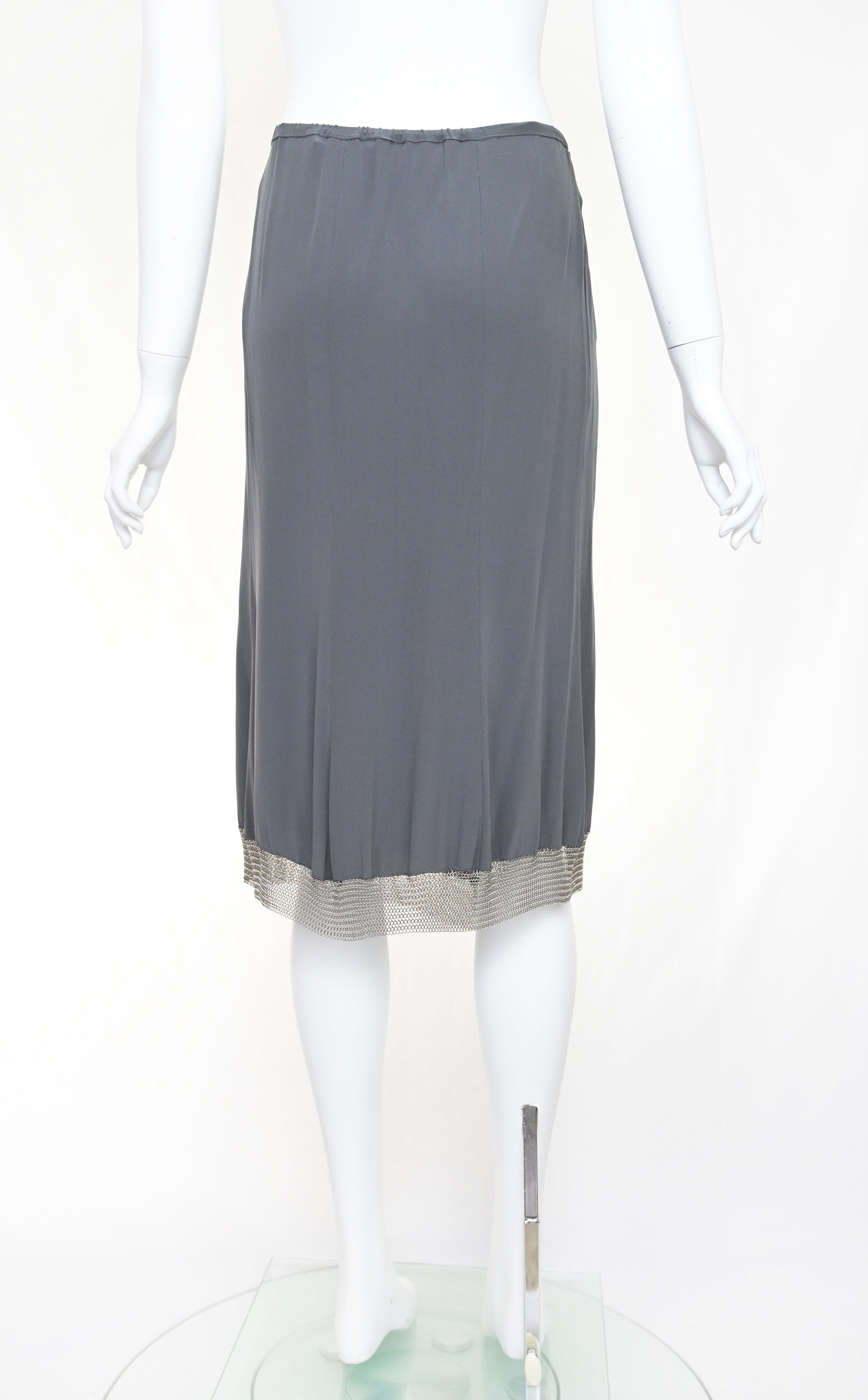 Prada 2002 Chainmail Trim Silk Skirt
