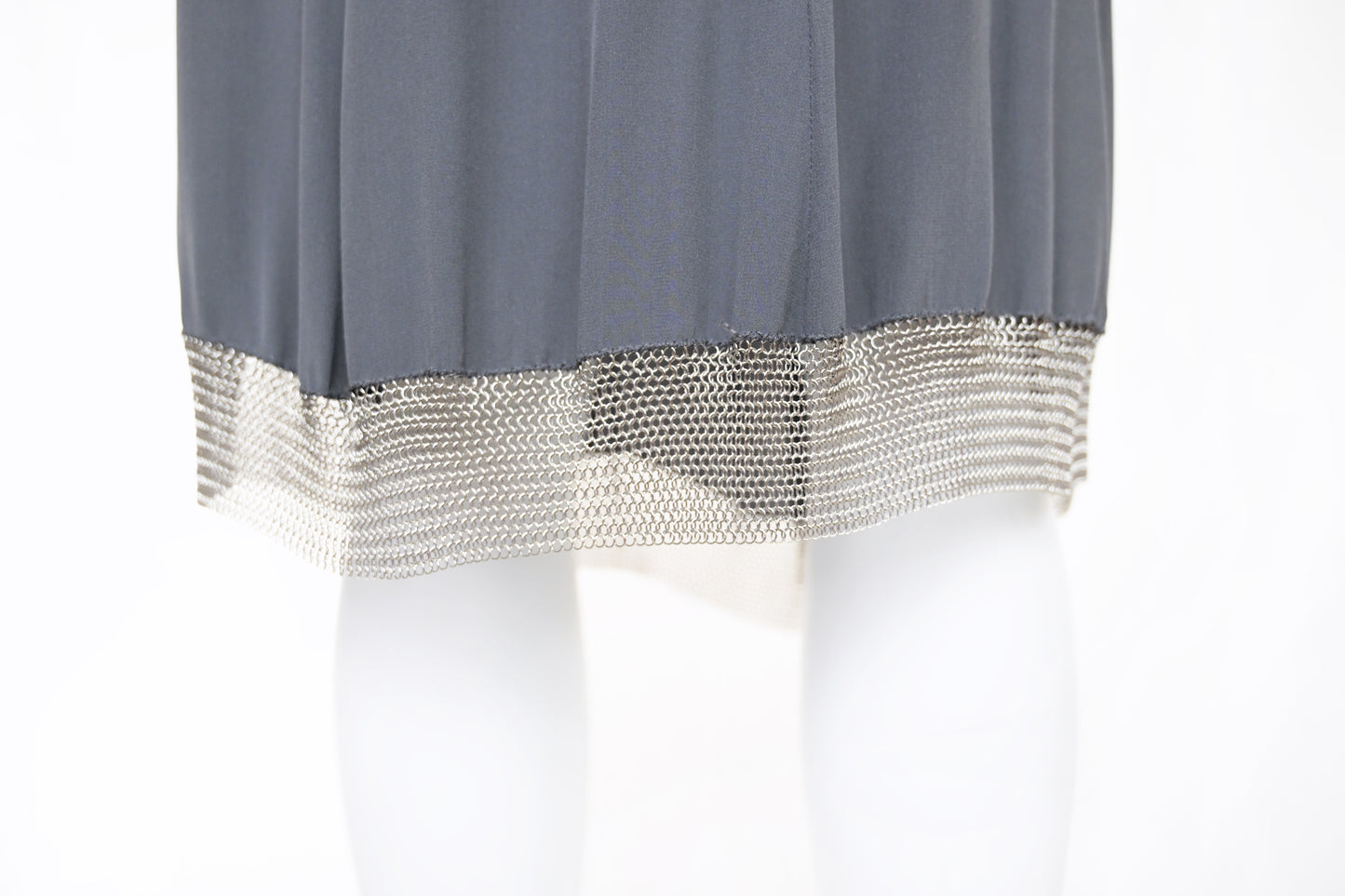 Prada 2002 Chainmail Trim Silk Skirt