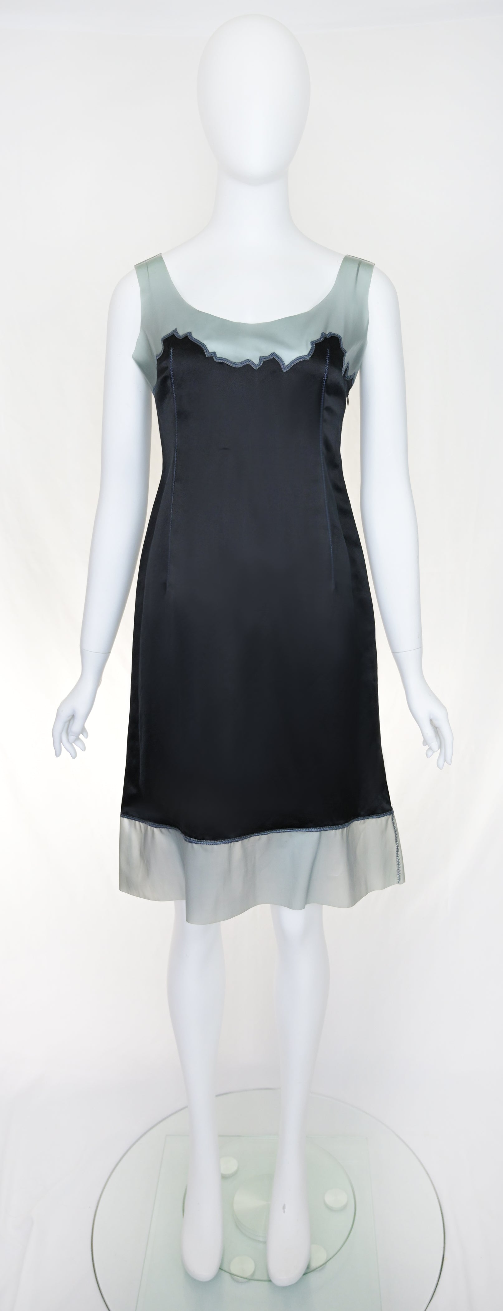 Prada SS 1998 Silk Dress with Latex Trim