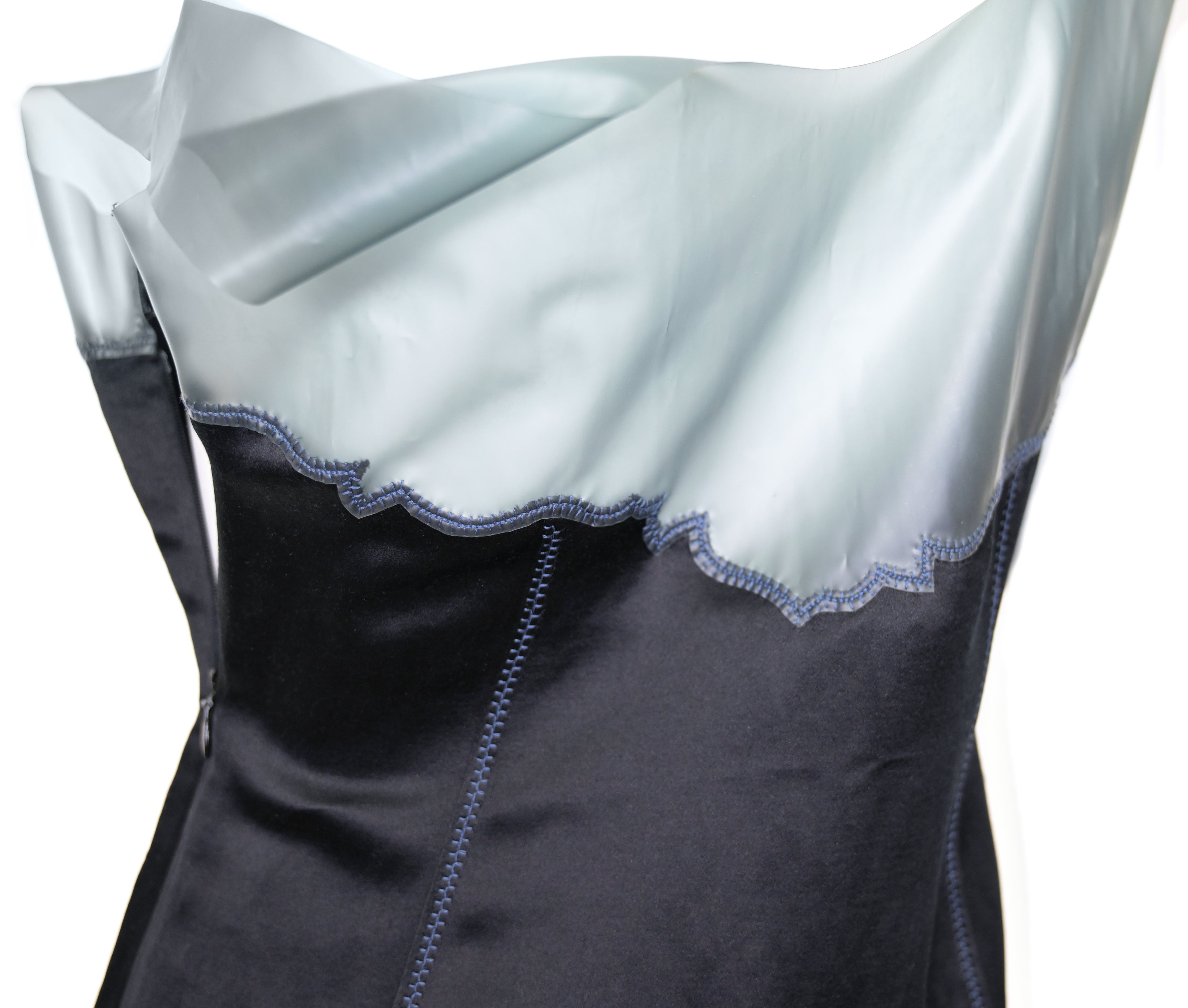 Prada SS 1998 Silk Dress with Latex Trim