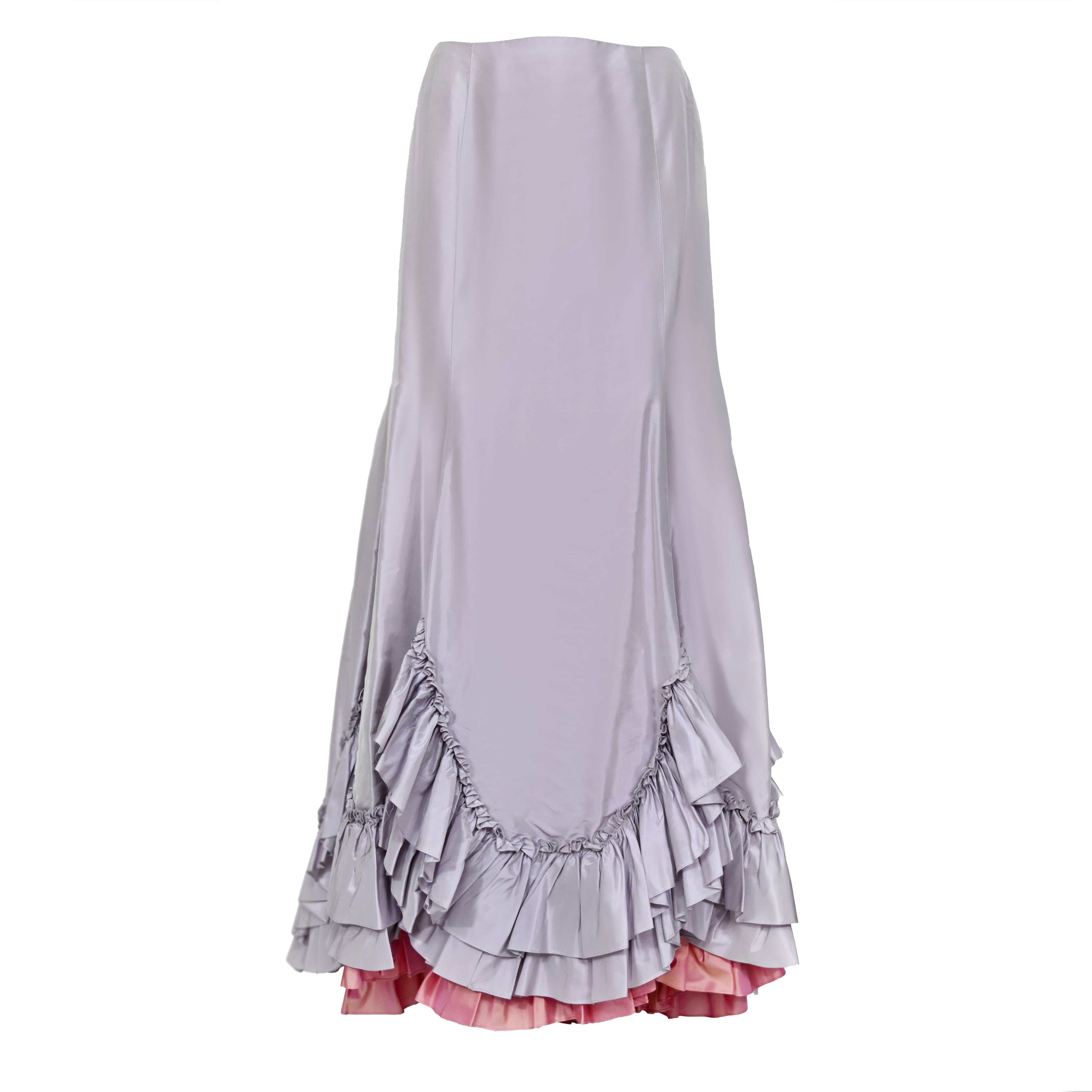 Oscar de la Renta SS 2003 Taffeta Ruffle Skirt