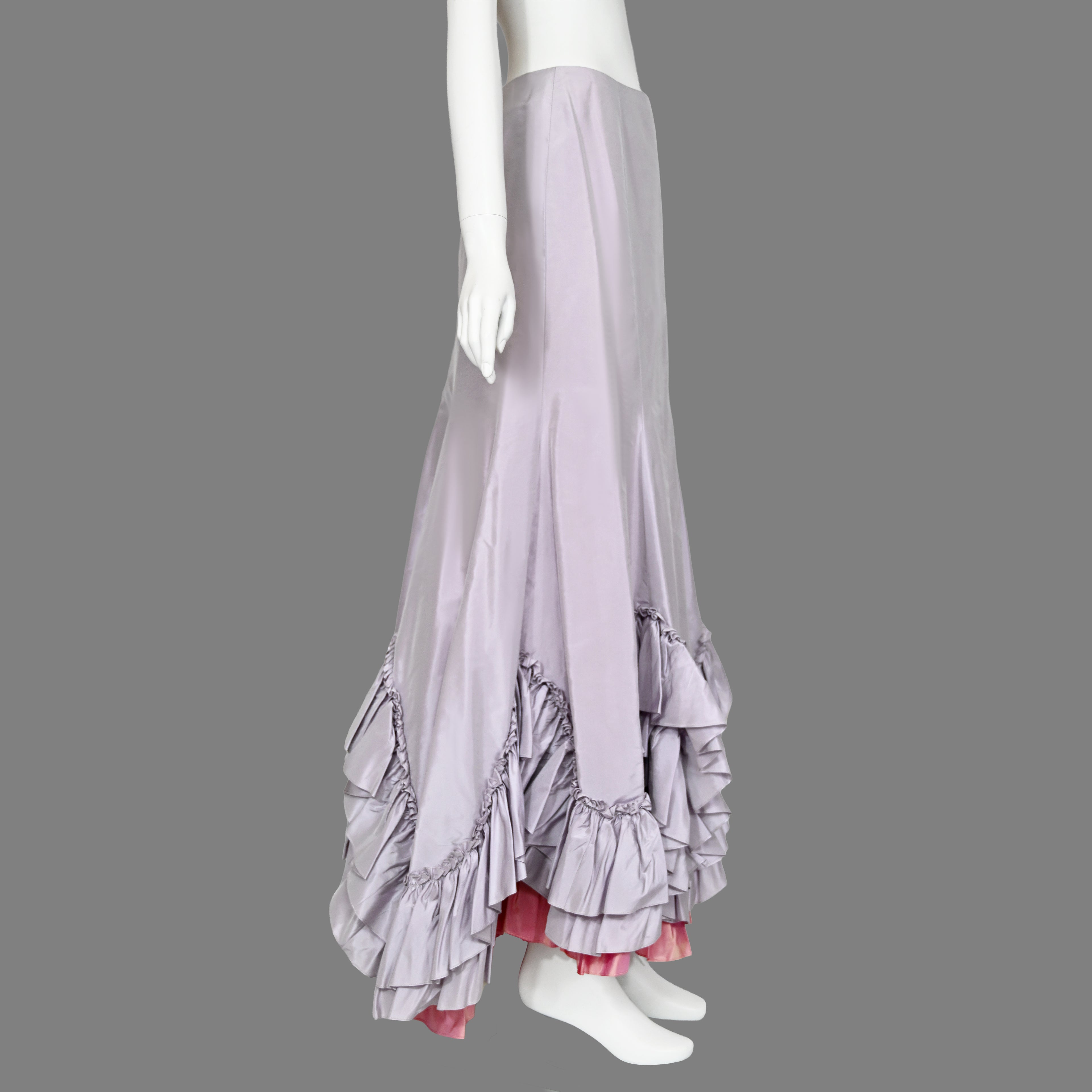 Oscar de la Renta SS 2003 Taffeta Ruffle Skirt