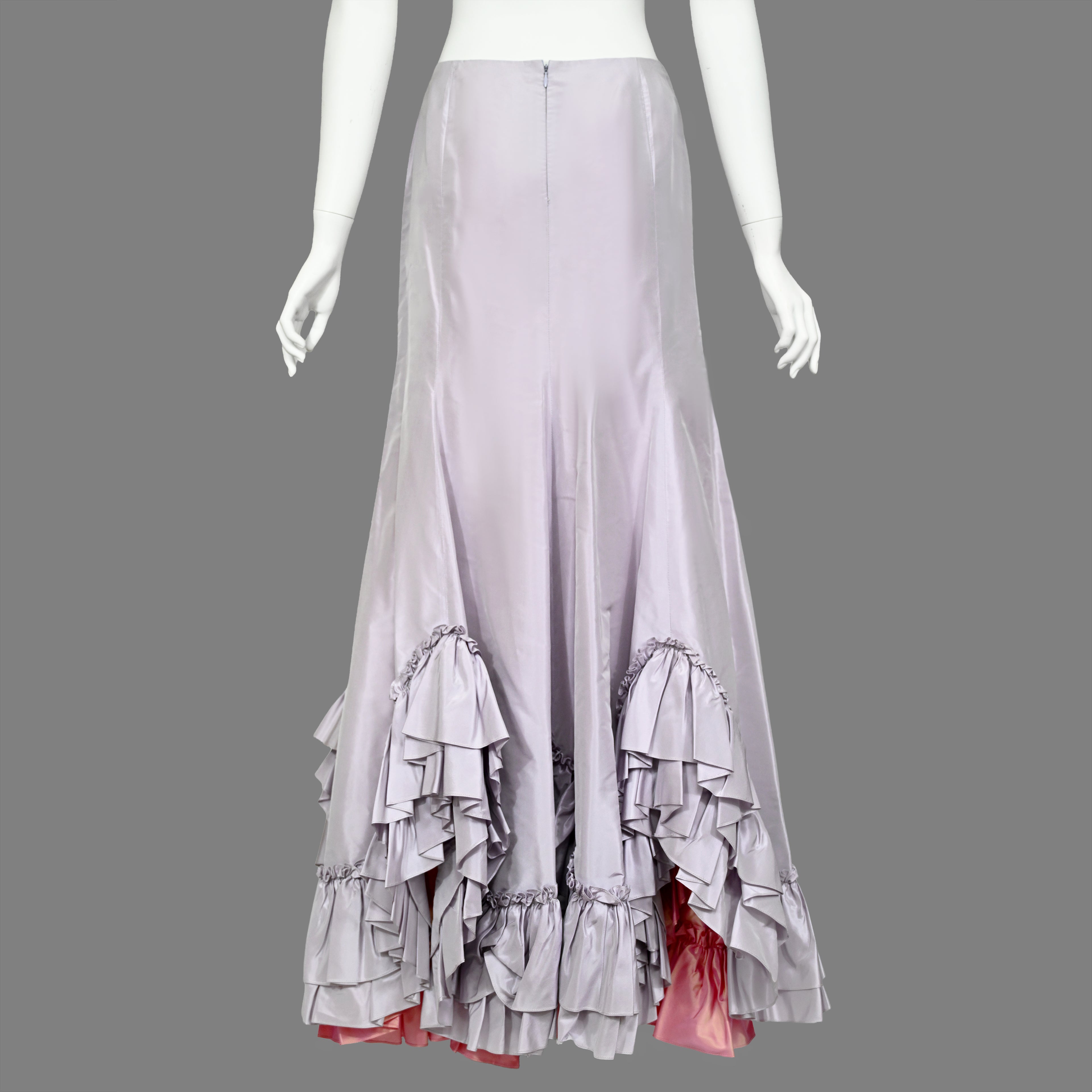 Oscar de la Renta SS 2003 Taffeta Ruffle Skirt