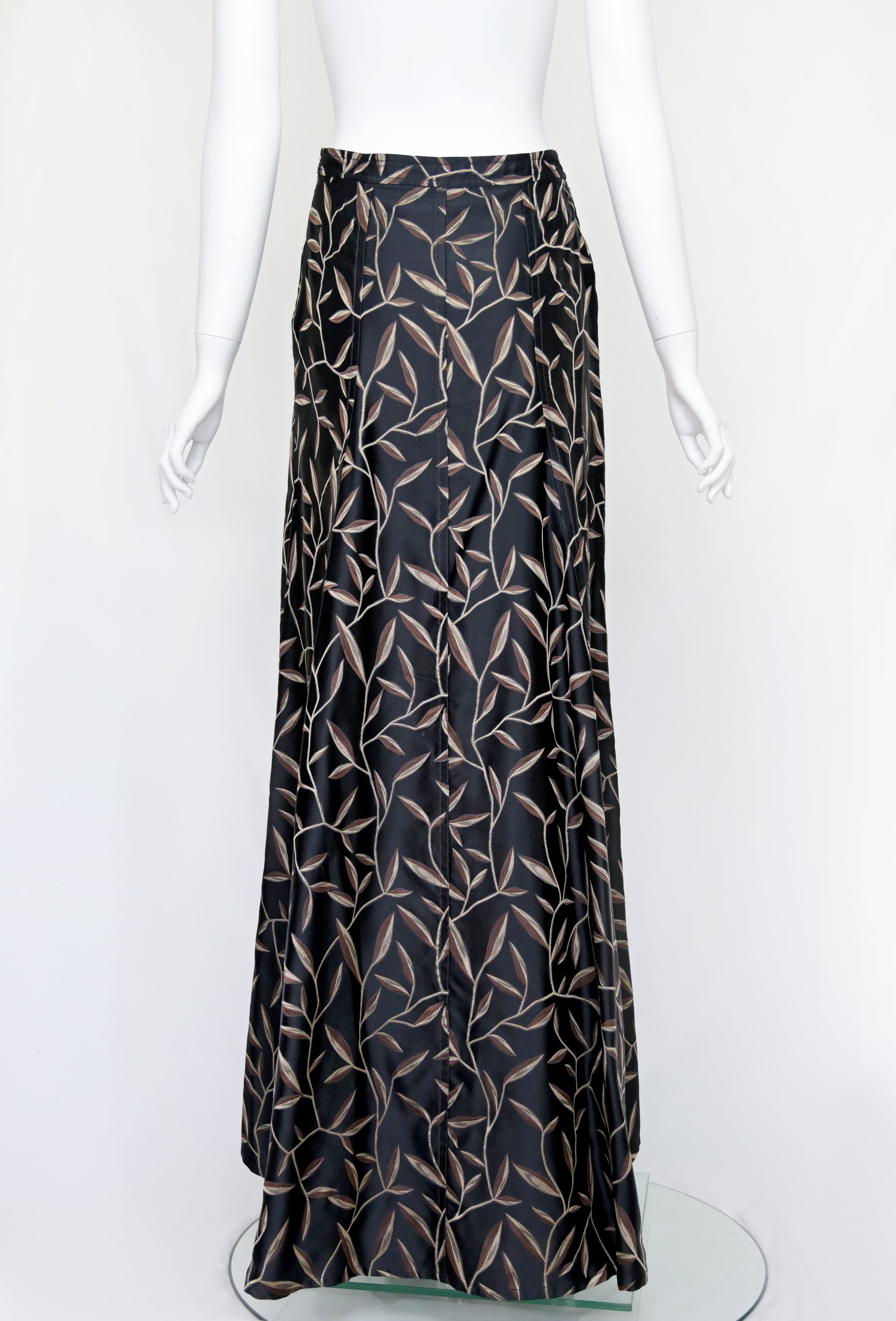 Prada SS 1997 Leaf Print Silk Skirt
