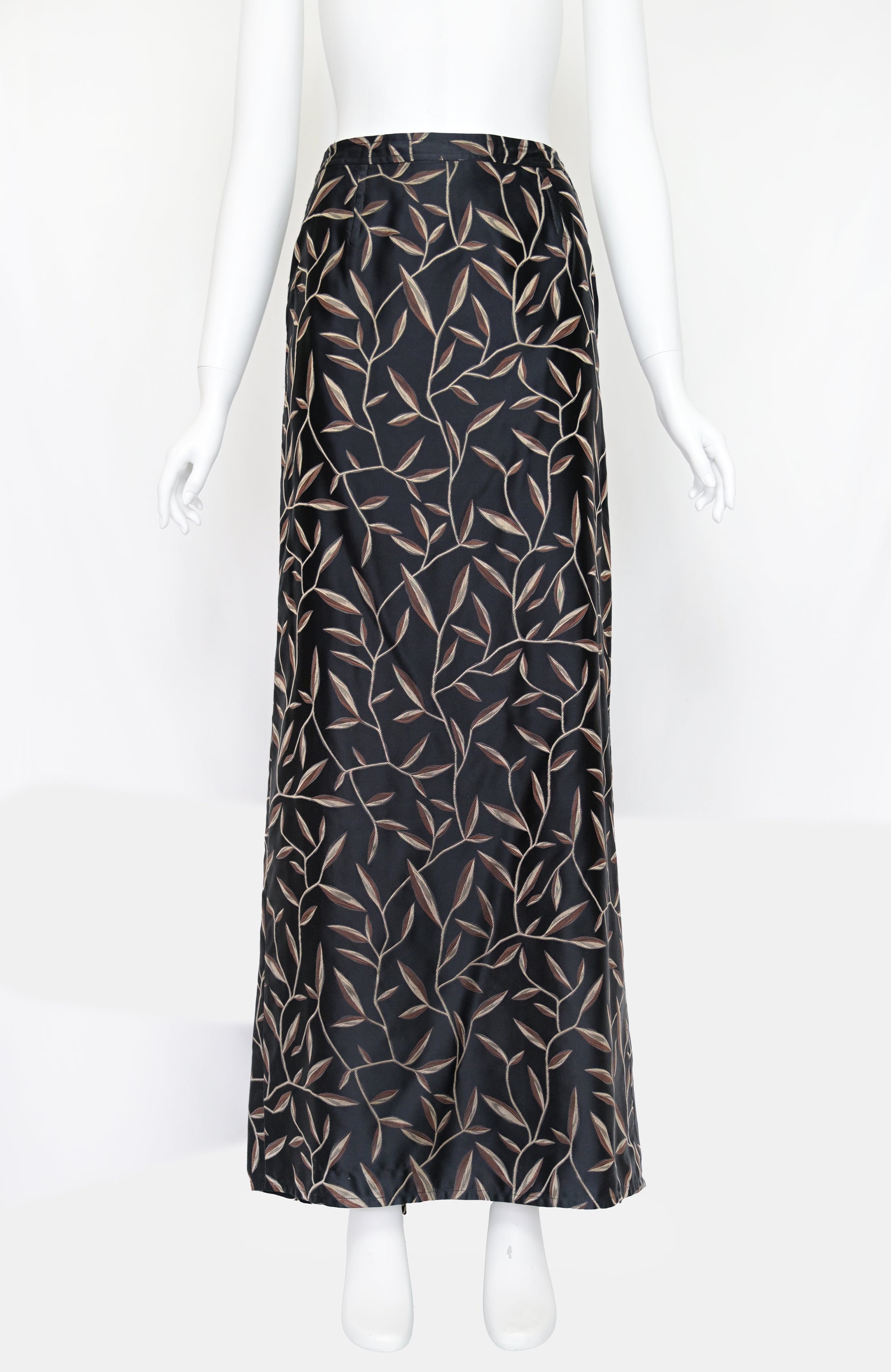 Prada SS 1997 Leaf Print Silk Skirt
