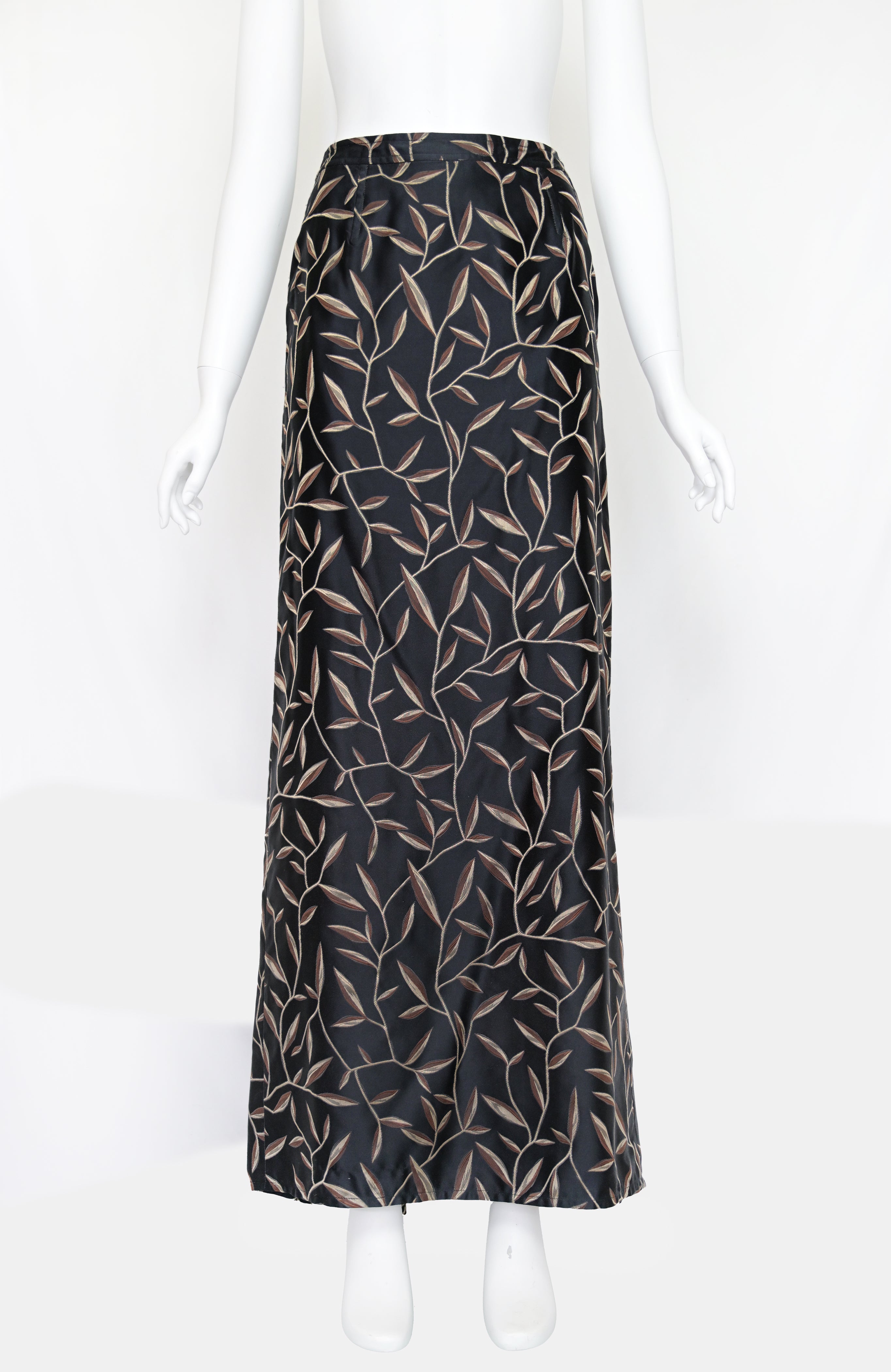 Prada SS 1997 Leaf Print Silk Skirt