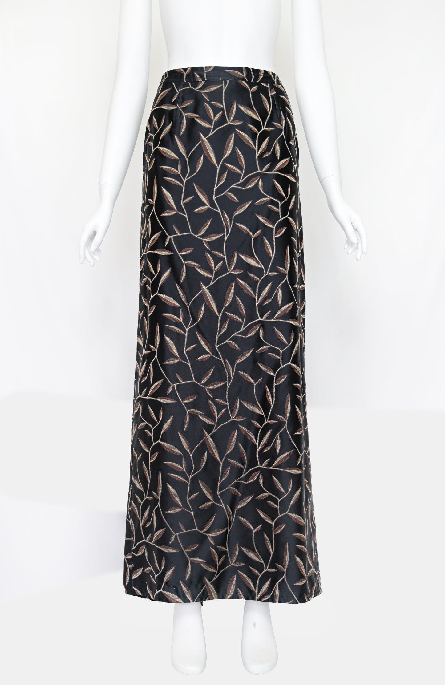 Prada SS 1997 Leaf Print Silk Skirt