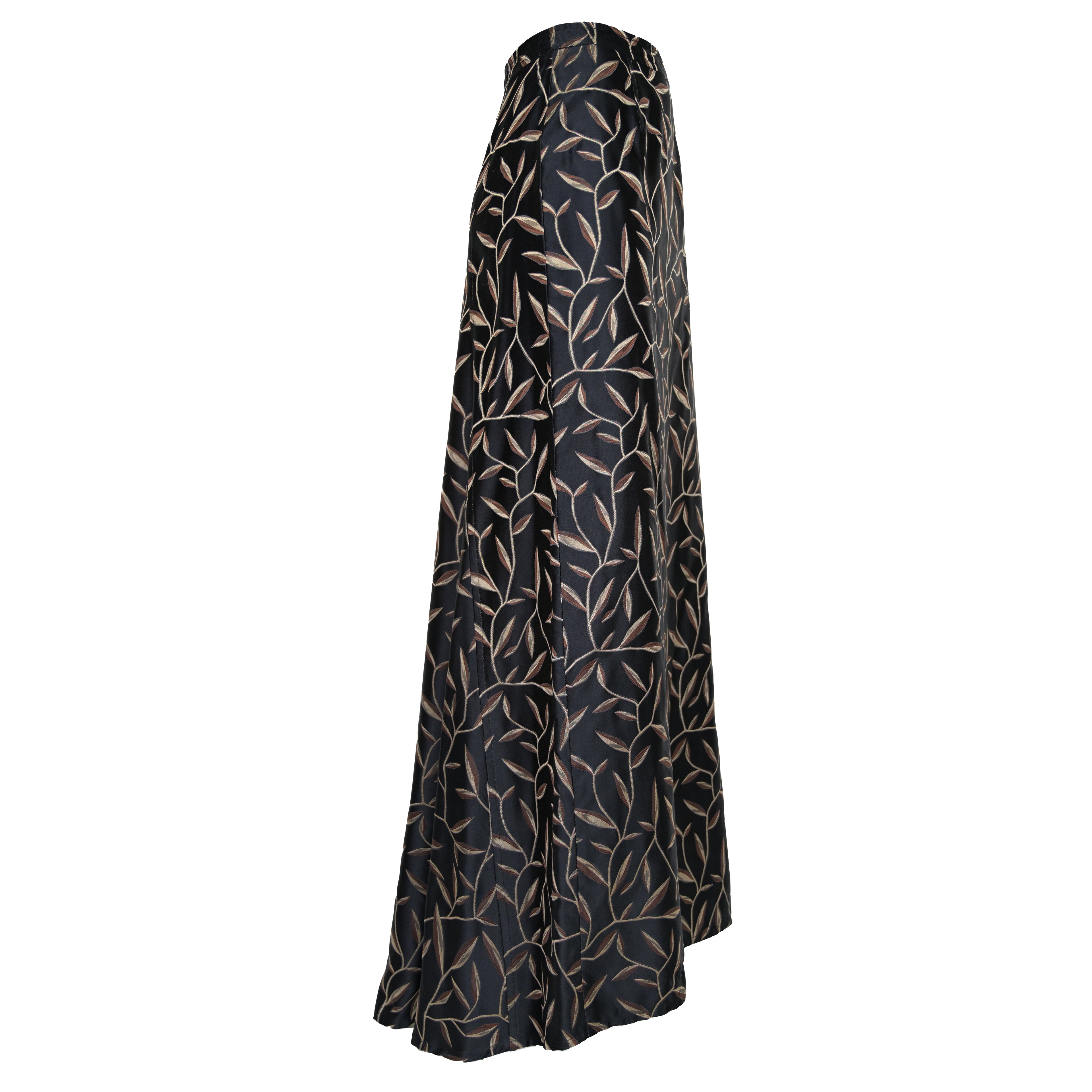 Prada SS 1997 Leaf Print Silk Skirt