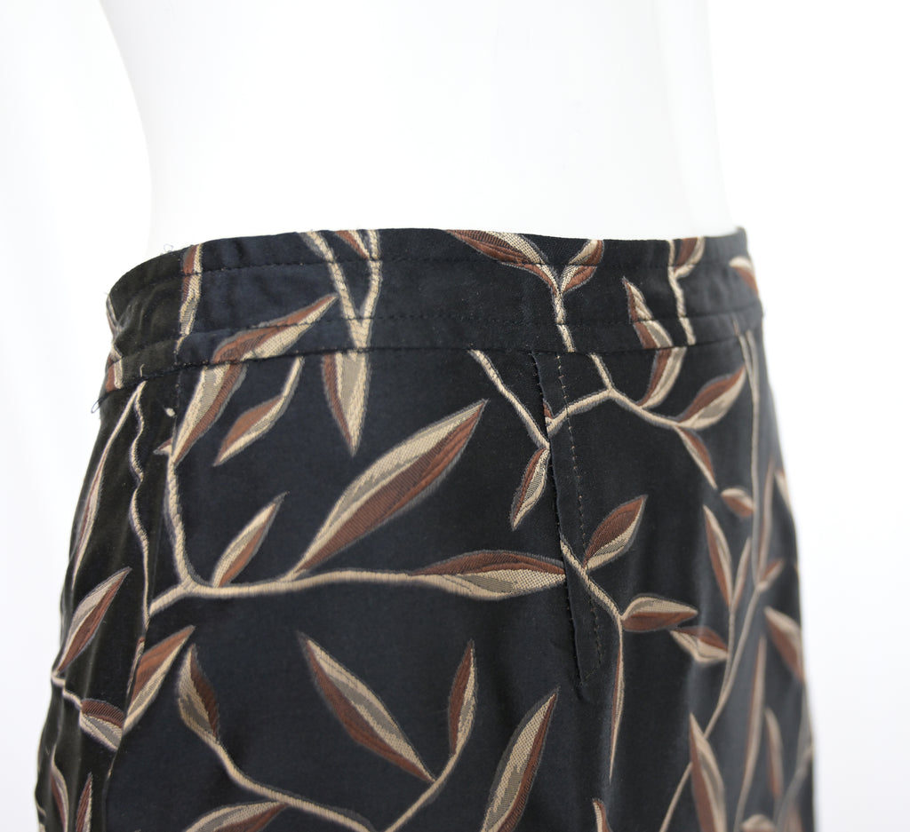 Prada SS 1997 Leaf Print Silk Skirt