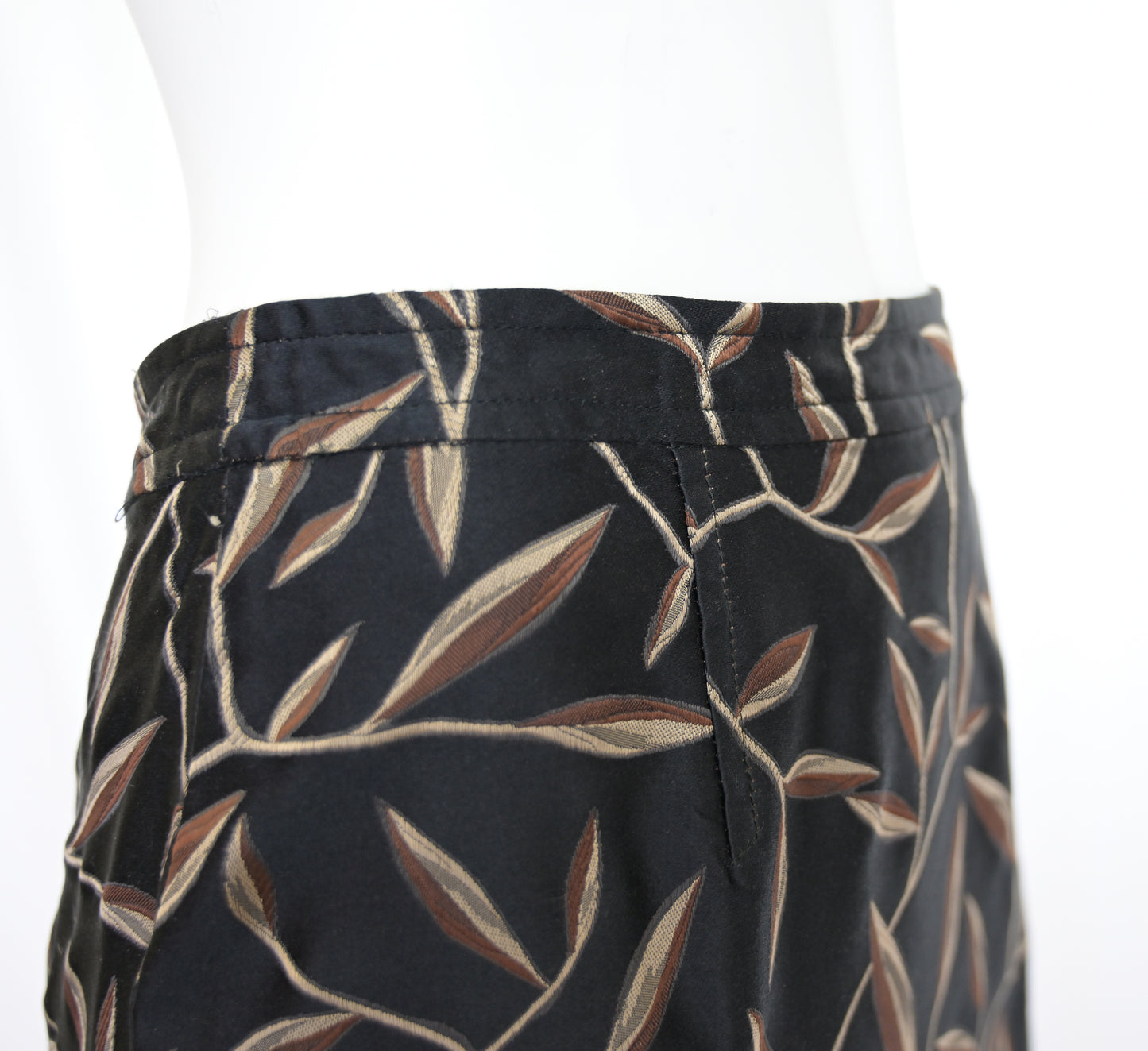 Prada SS 1997 Leaf Print Silk Skirt