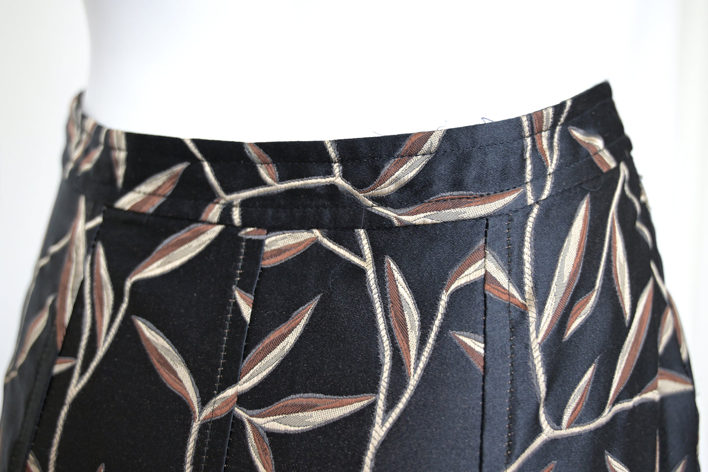 Prada SS 1997 Leaf Print Silk Skirt