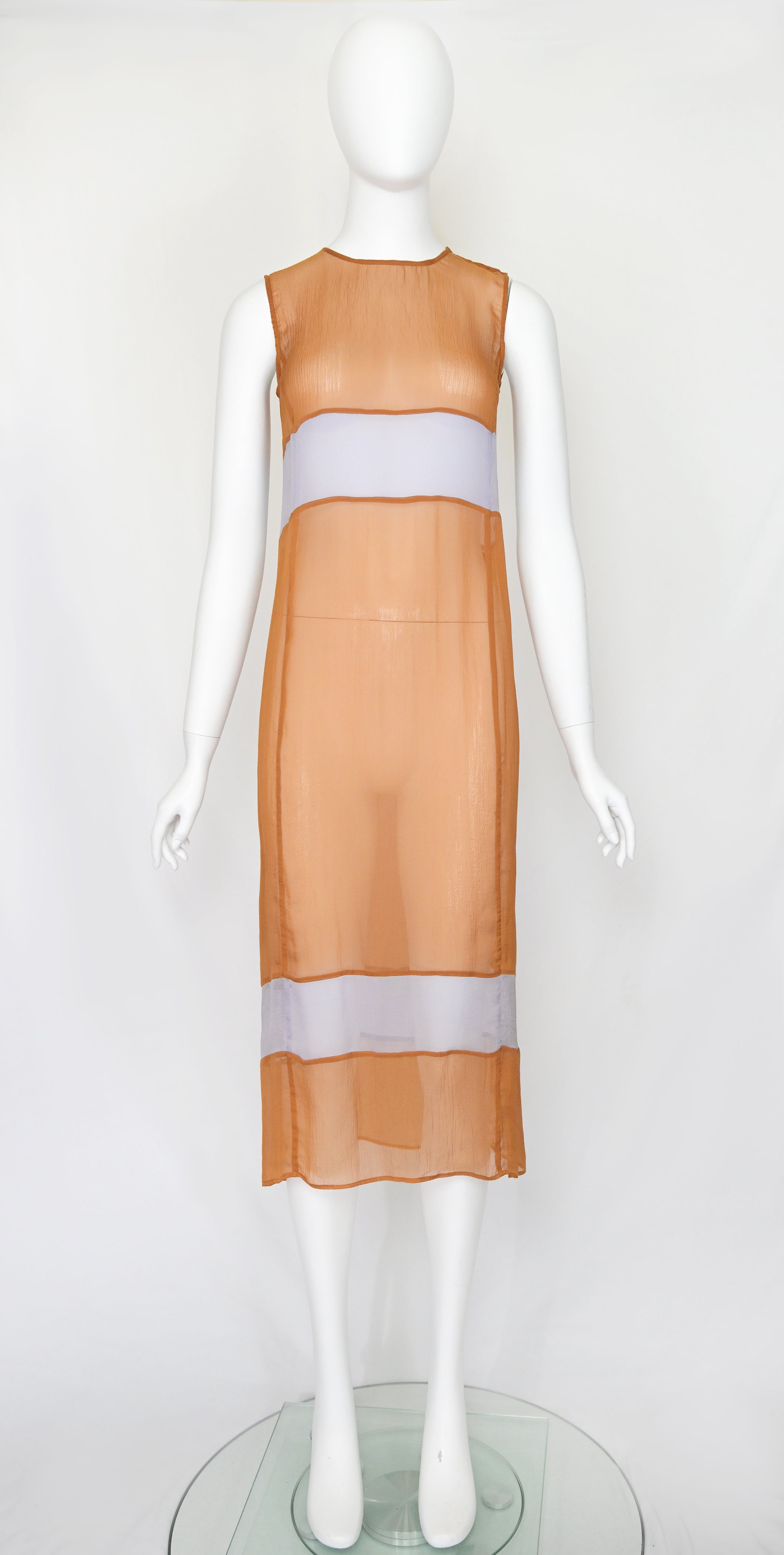 Prada FW 1996 Chiffon Silk Colorblock Dress