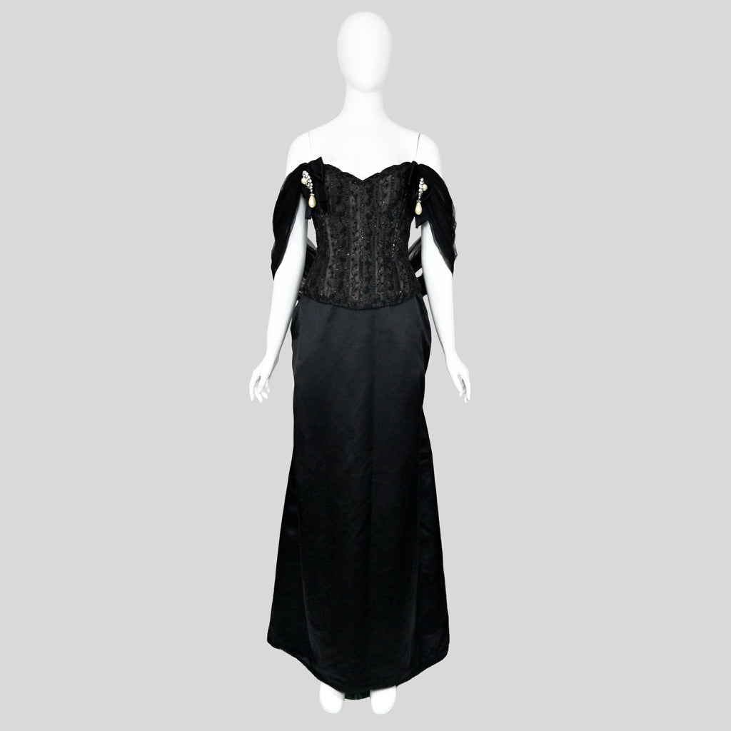 Oscar de la Renta 1995 Embellished Tulle Bustier and Skirt Set