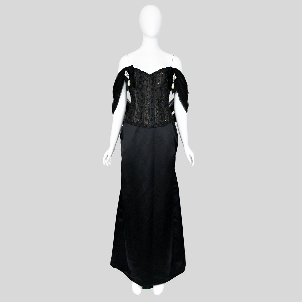 Oscar de la Renta 1995 Embellished Tulle Bustier and Skirt Set