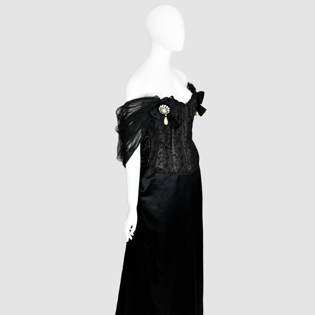 Oscar de la Renta 1995 Embellished Tulle Bustier and Skirt Set