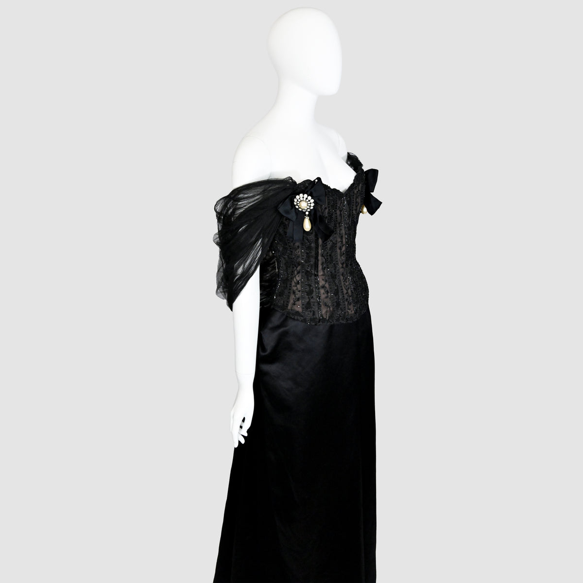 Oscar de la Renta 1995 Embellished Tulle Bustier and Skirt Set