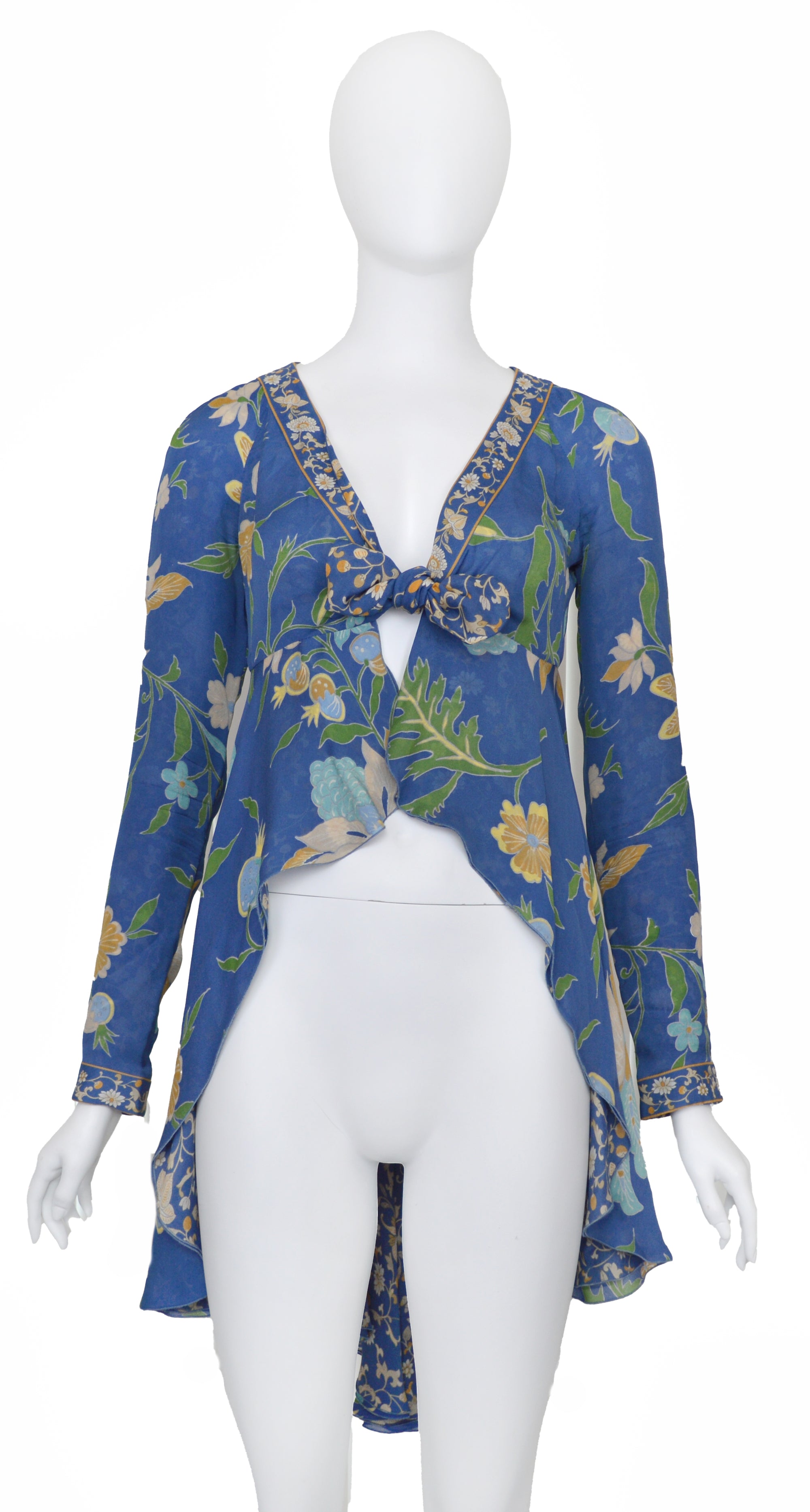 Valentino SS 2006 Floral Layered Silk Tie Blouse