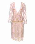 Valentino Boutique SS 1997 Metallic Lace Skirt Set, Pink