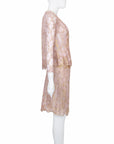 Valentino Boutique SS 1997 Metallic Lace Skirt Set, Pink