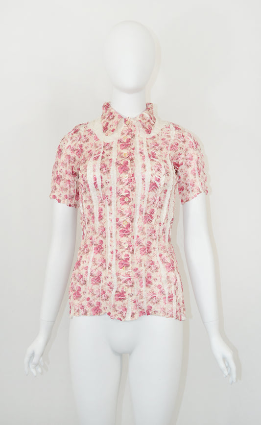 Yoshiki Hishinuma Rouge Rose Print Blouse