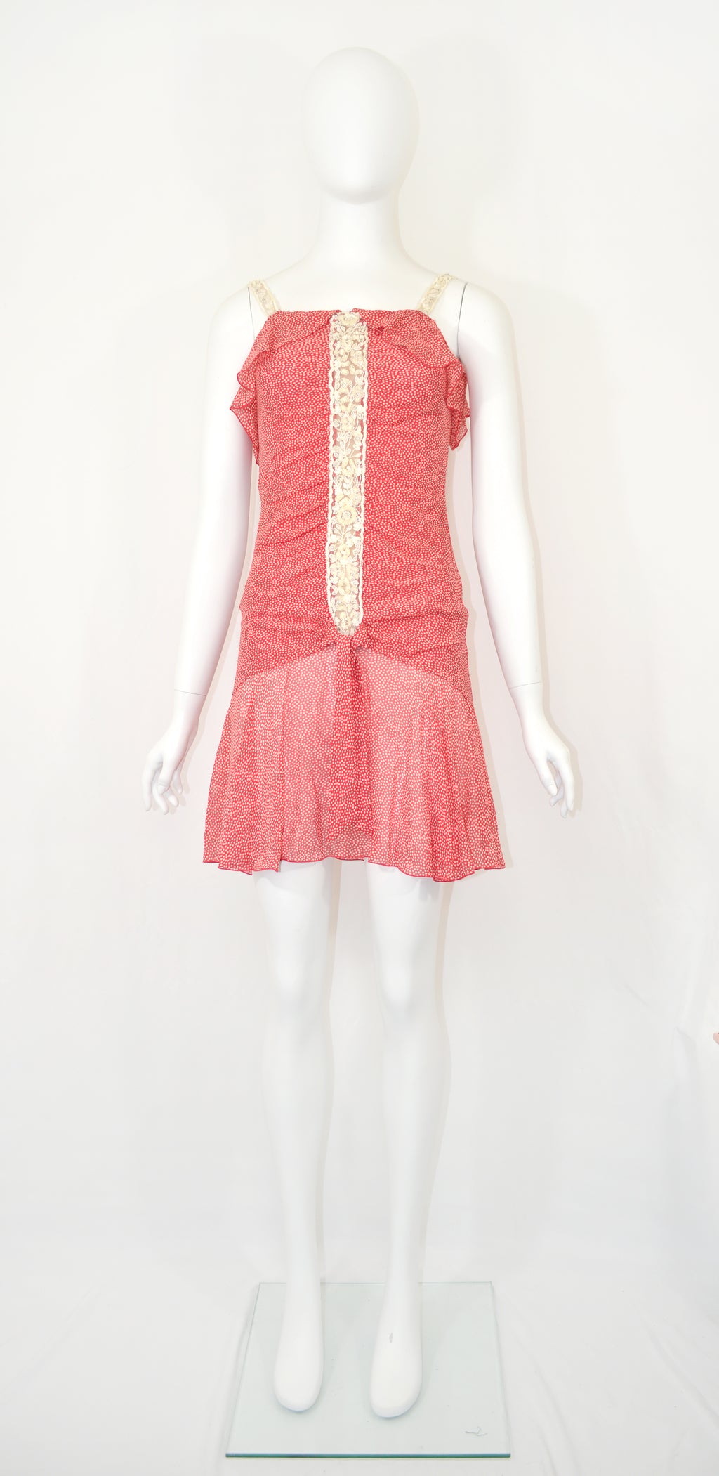 VALENTINO 2005 EMBELLISHED POLKA DOT SILK DRESS