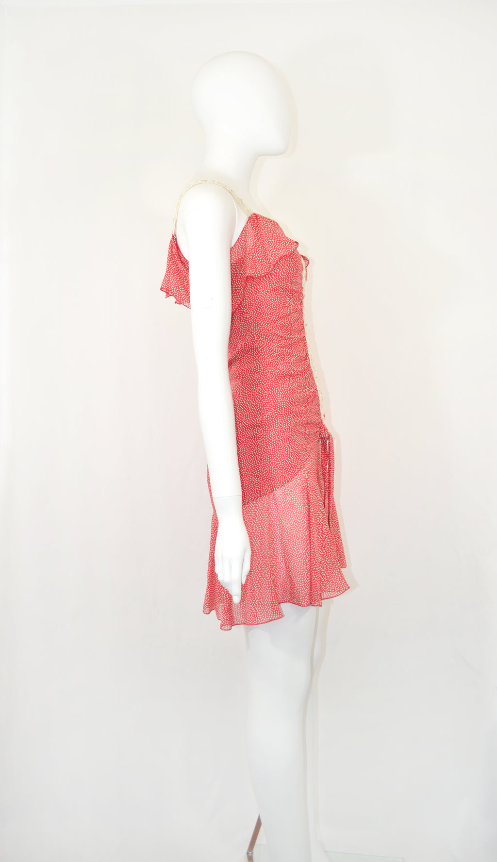 VALENTINO 2005 EMBELLISHED POLKA DOT SILK DRESS