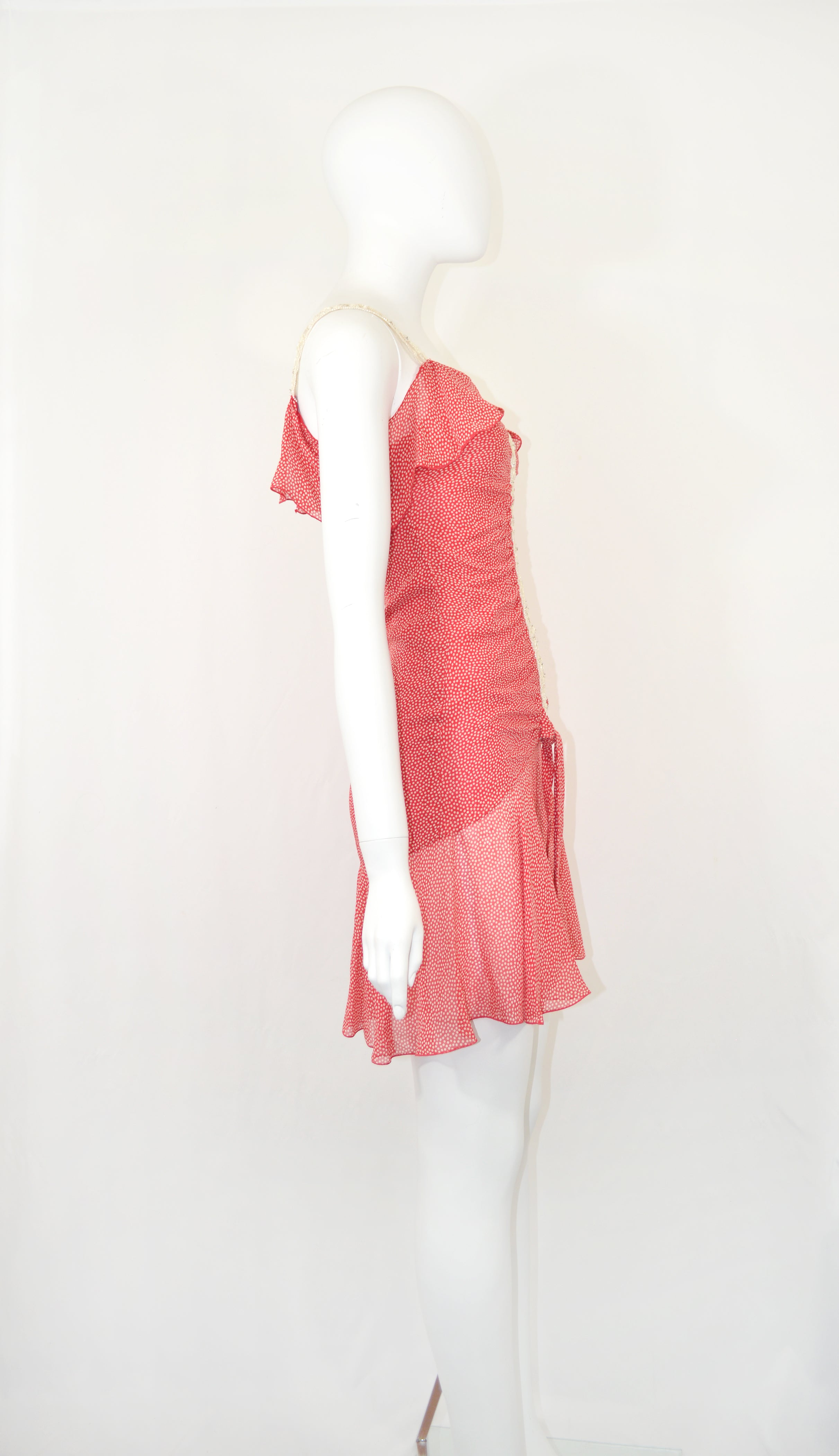 VALENTINO 2005 EMBELLISHED POLKA DOT SILK DRESS