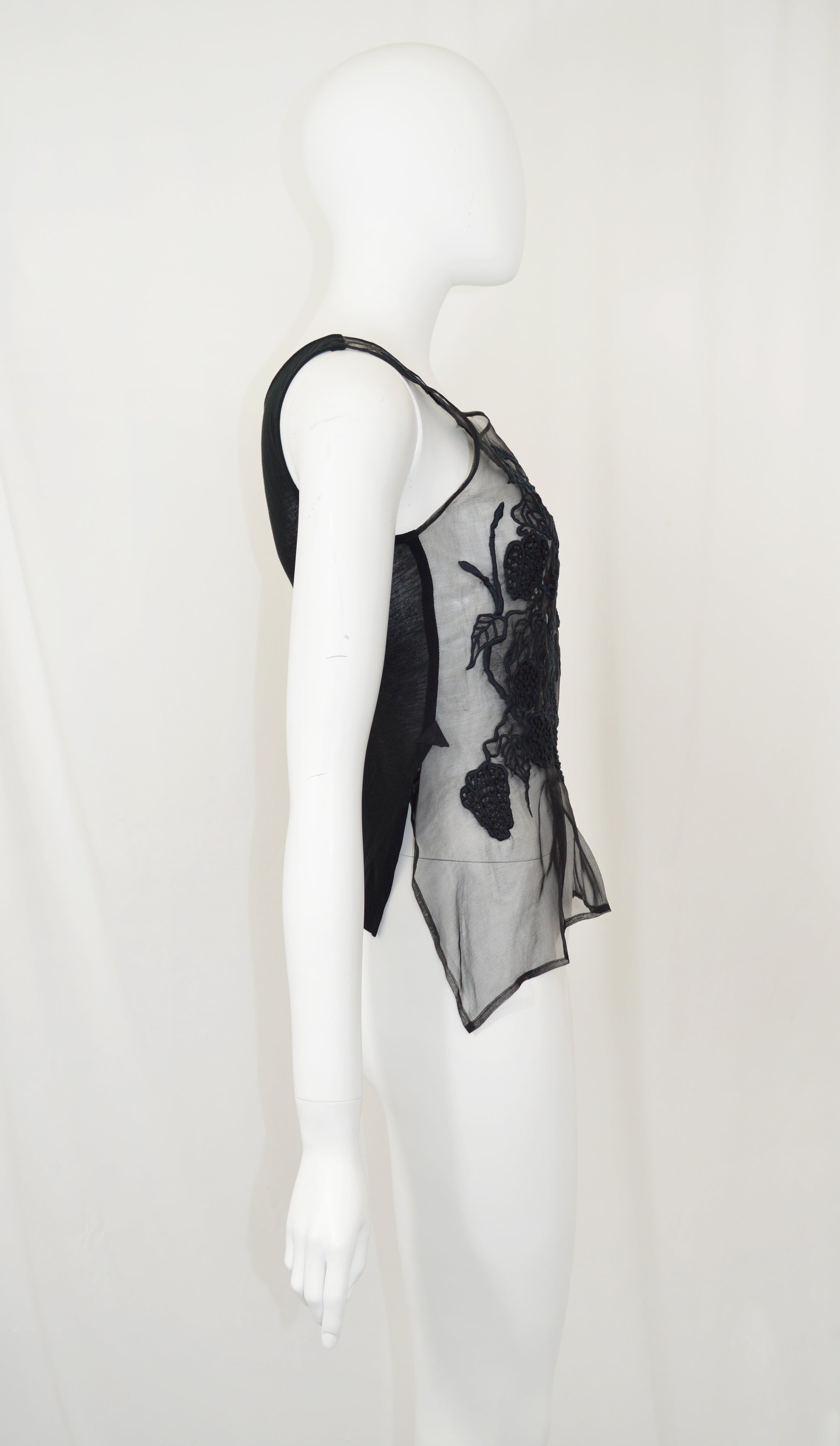 YOHJI YAMAMOTO SS 2007 Embroidered Organza Blouse