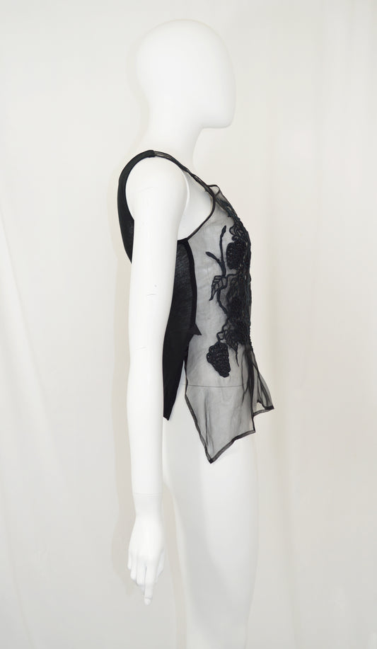 YOHJI YAMAMOTO SS 2007 Embroidered Organza Blouse