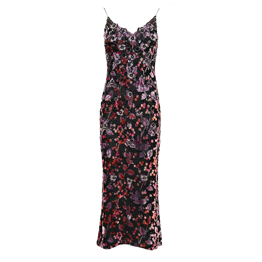 Badgley Mischka FW 2000 Runway Embellished Velvet Dress
