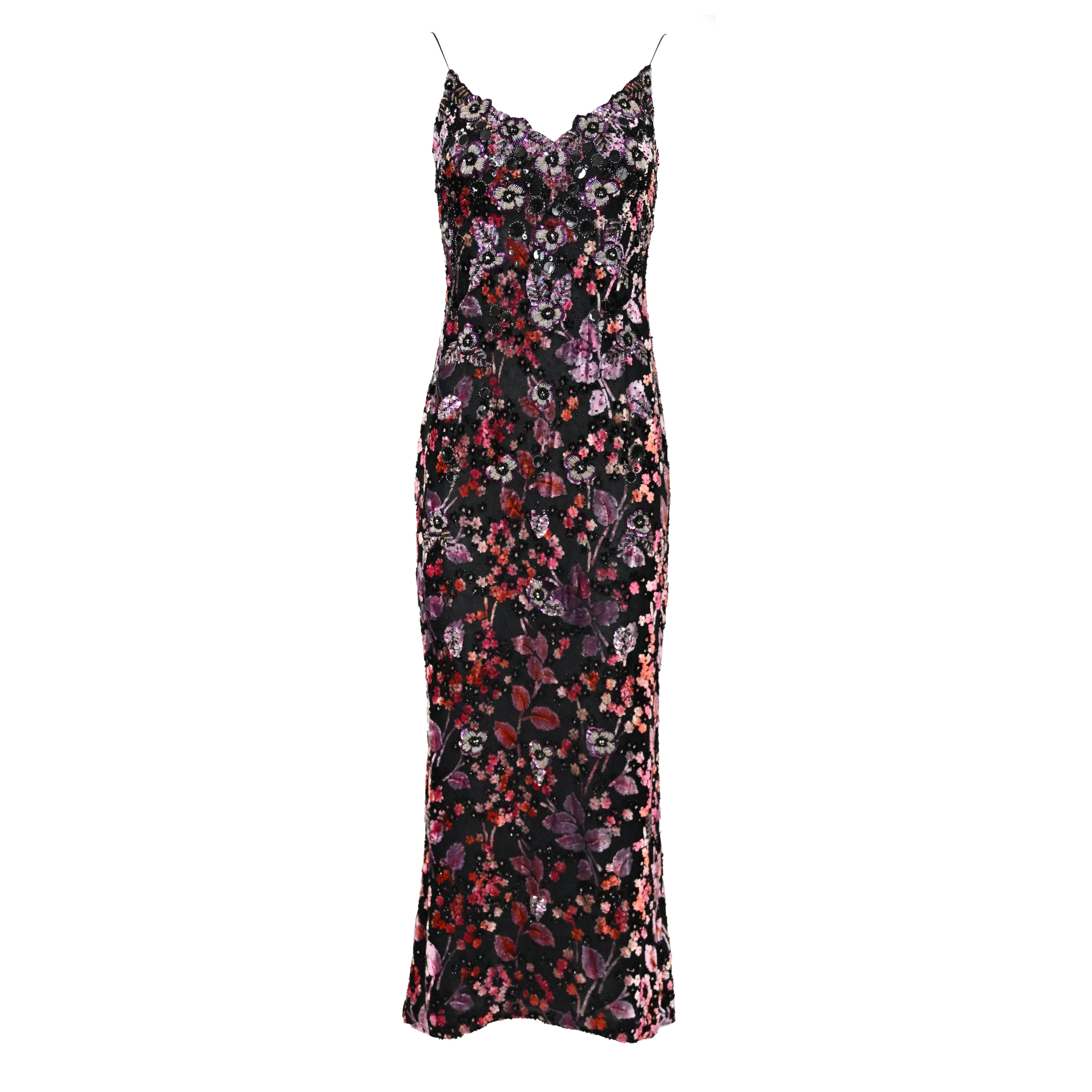 Badgley Mischka FW 2000 Runway Embellished Velvet Dress