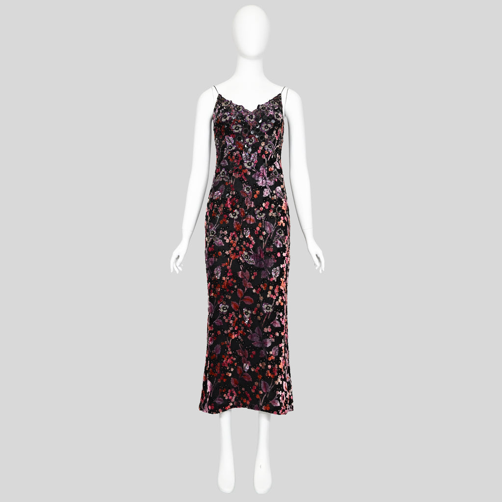Badgley Mischka FW 2000 Runway Embellished Velvet Dress