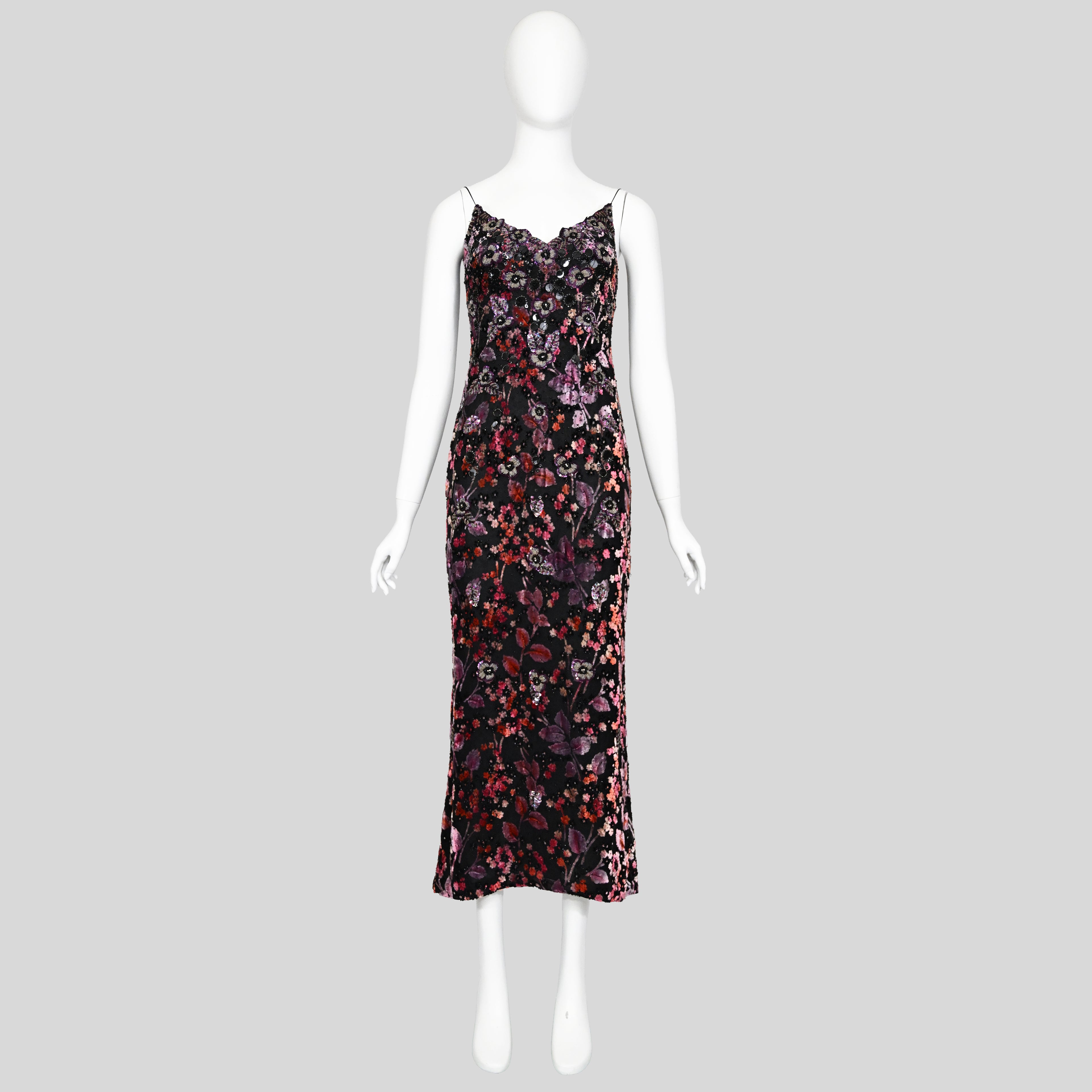 Badgley Mischka FW 2000 Runway Embellished Velvet Dress