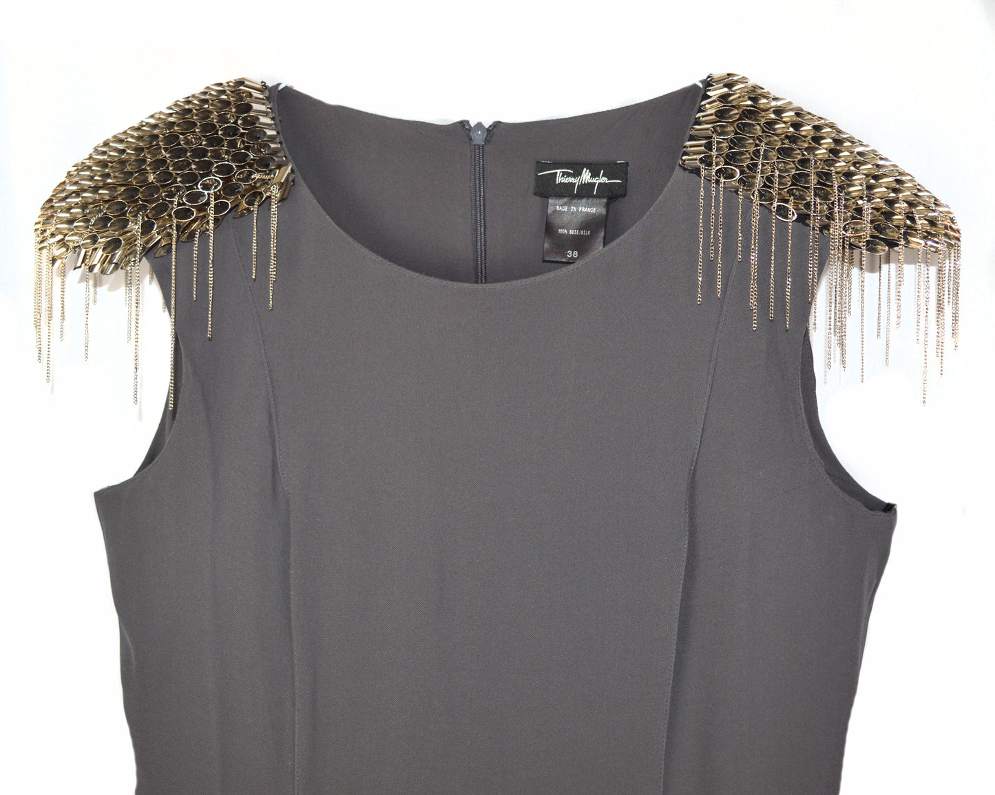 Thierry Mugler Dress with Metal Embellished Sleeves