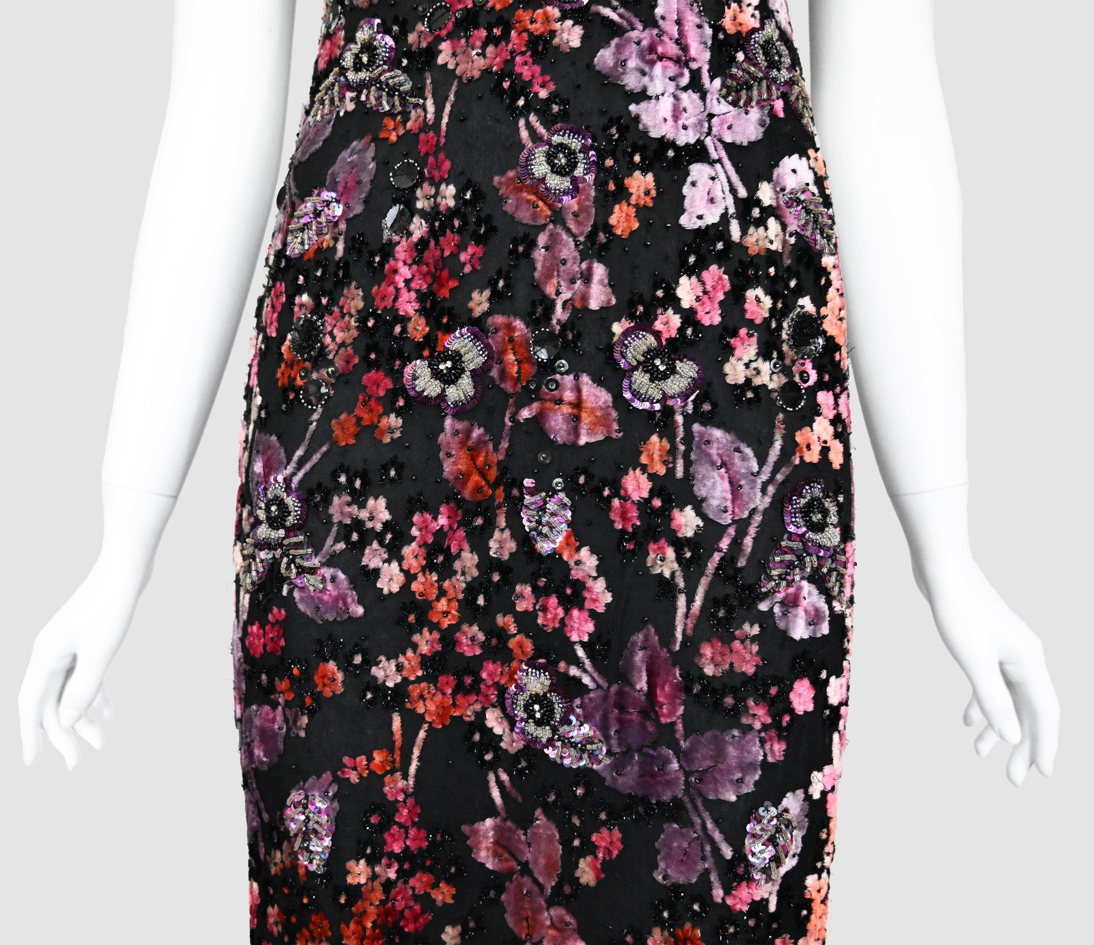 Badgley Mischka FW 2000 Runway Embellished Velvet Dress