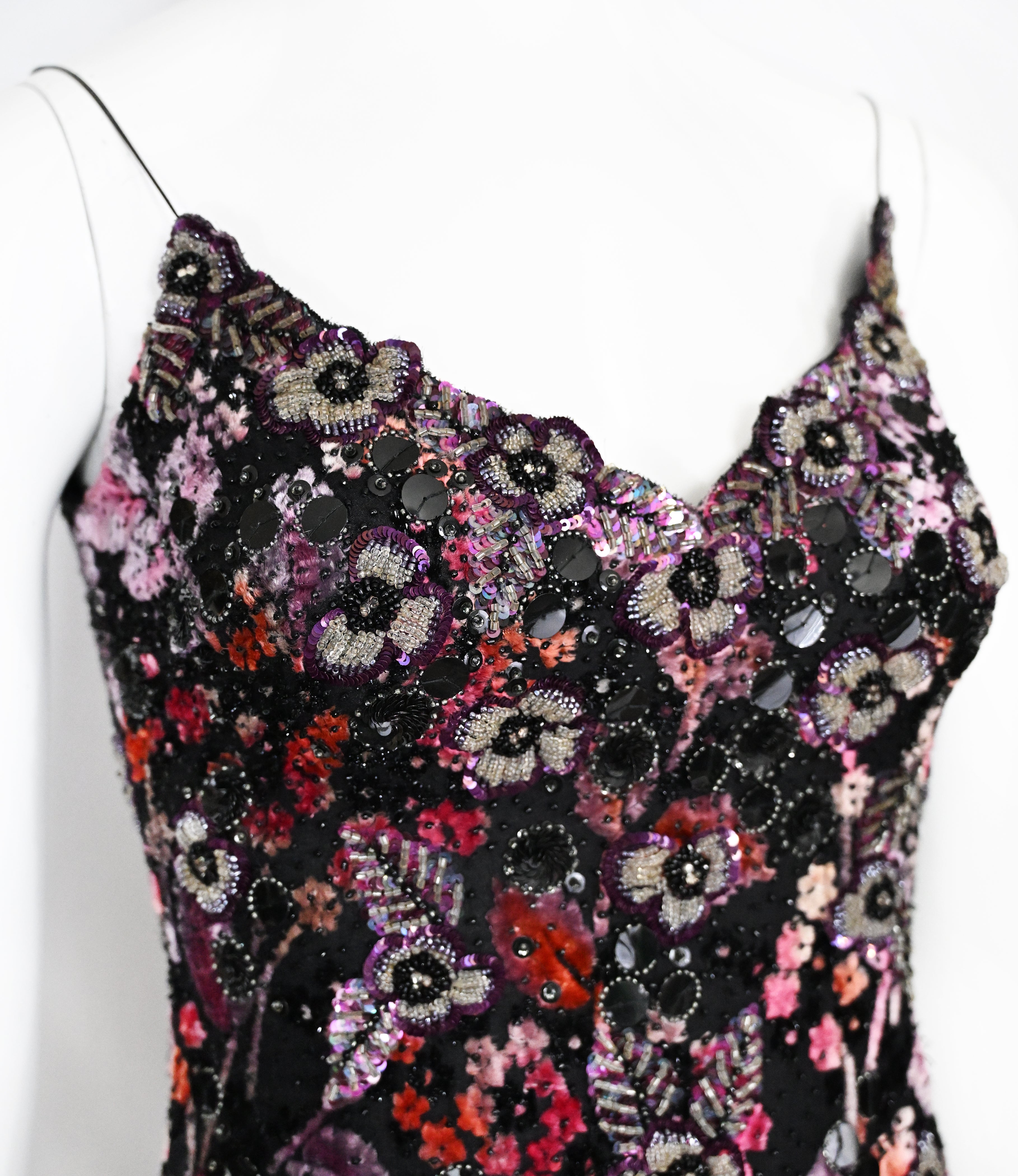 Badgley Mischka FW 2000 Runway Embellished Velvet Dress