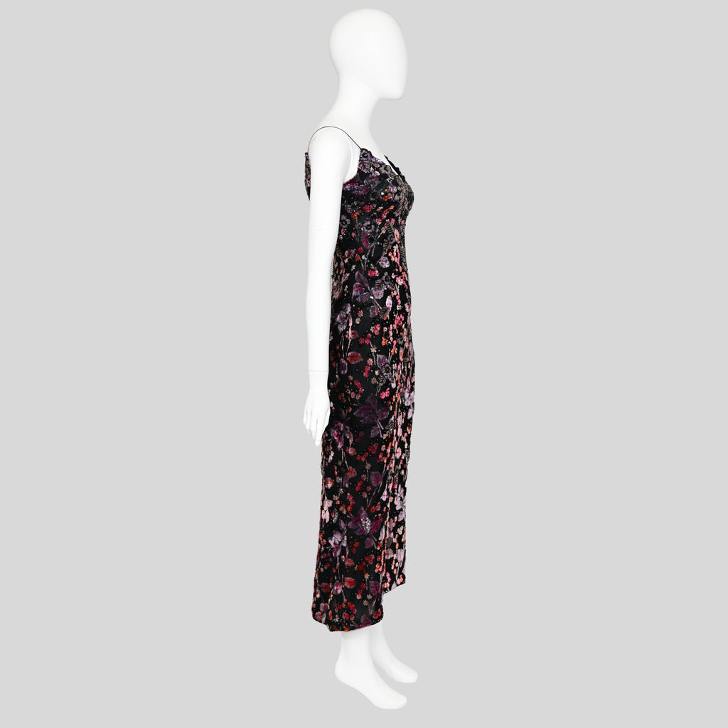 Badgley Mischka FW 2000 Runway Embellished Velvet Dress