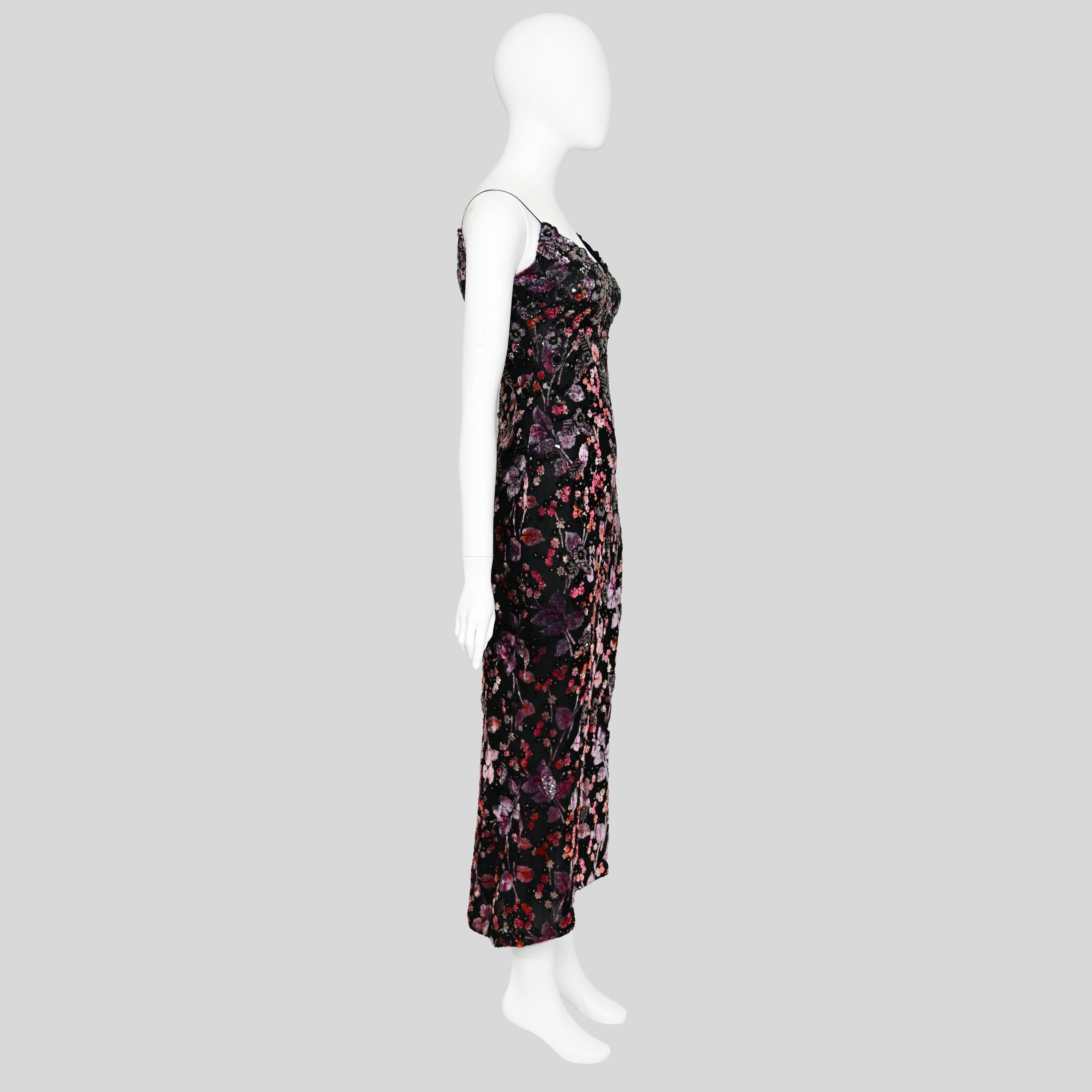 Badgley Mischka FW 2000 Runway Embellished Velvet Dress