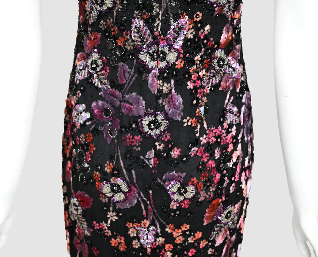 Badgley Mischka FW 2000 Runway Embellished Velvet Dress