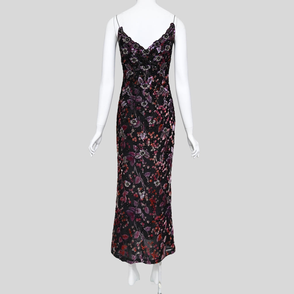 Badgley Mischka FW 2000 Runway Embellished Velvet Dress