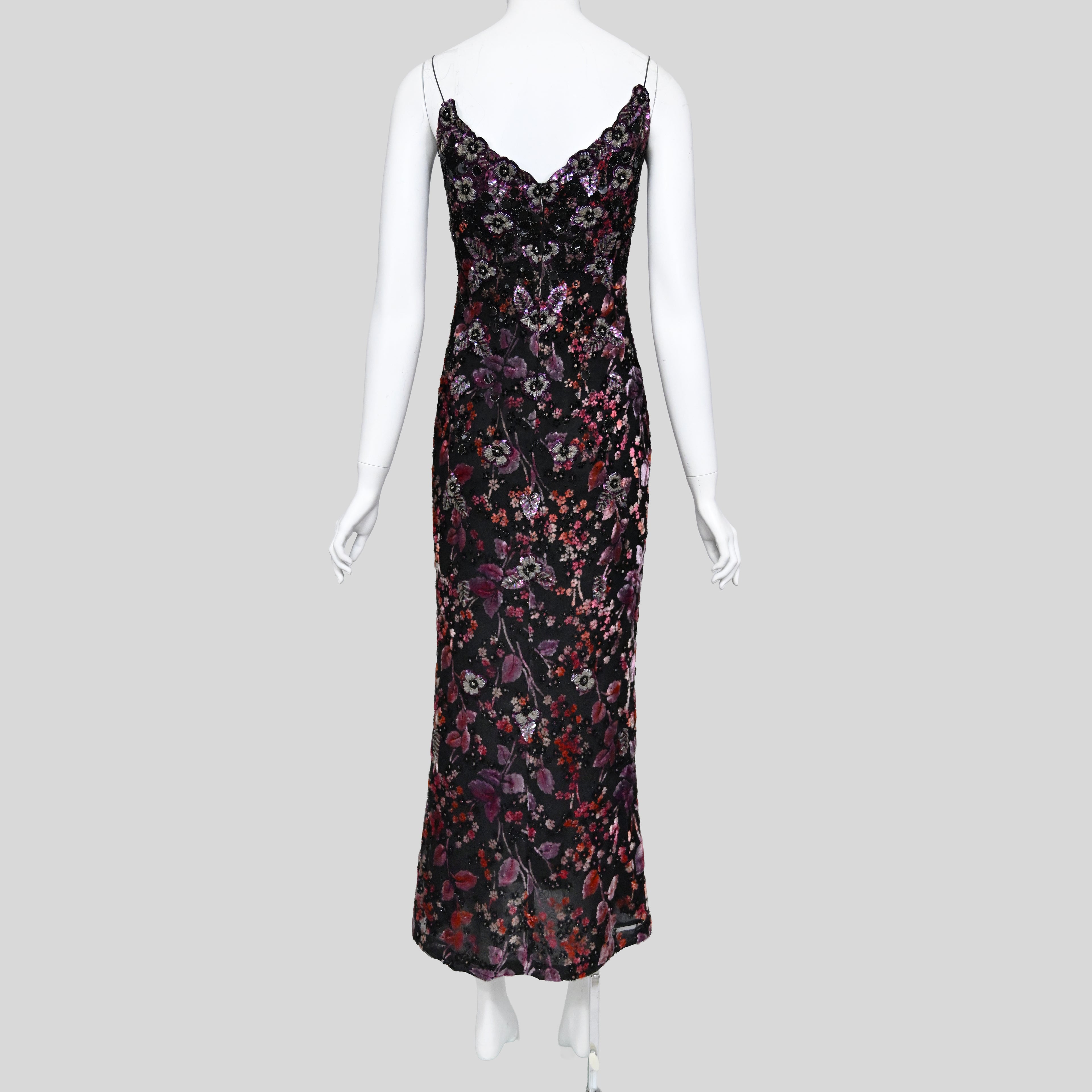 Badgley Mischka FW 2000 Runway Embellished Velvet Dress